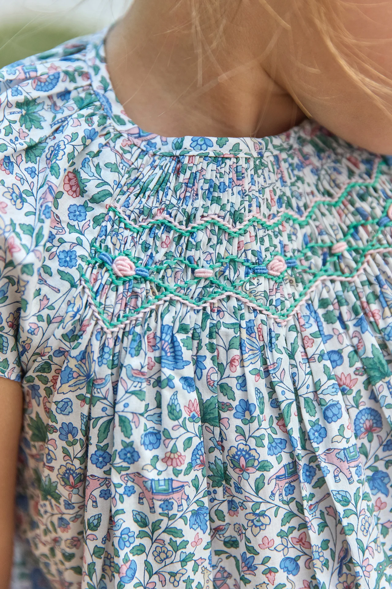 Blouse - Bleu coton imprimé tissu liberty - Image 2