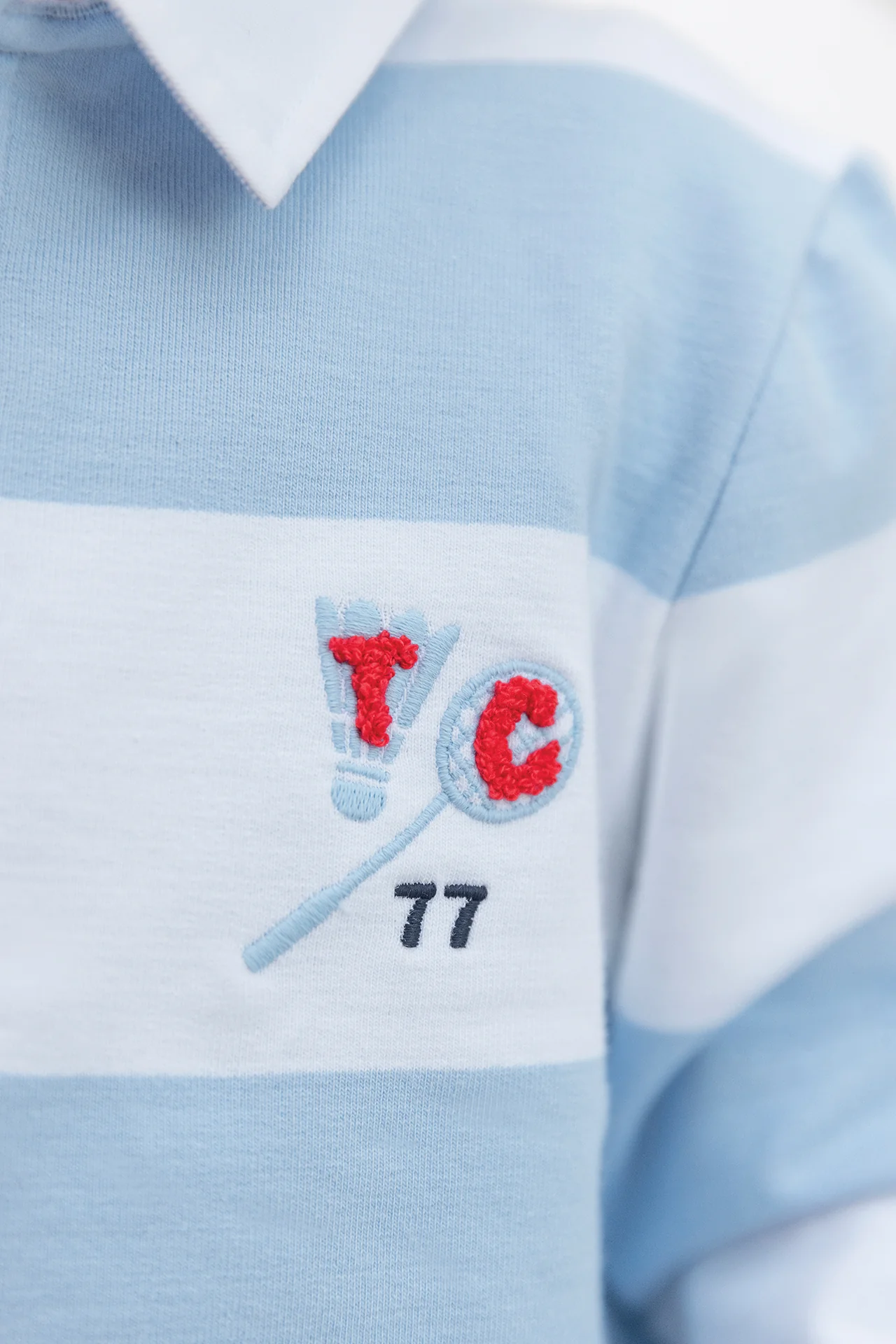 Polo - Bleu nuage coton rayures - Image 3