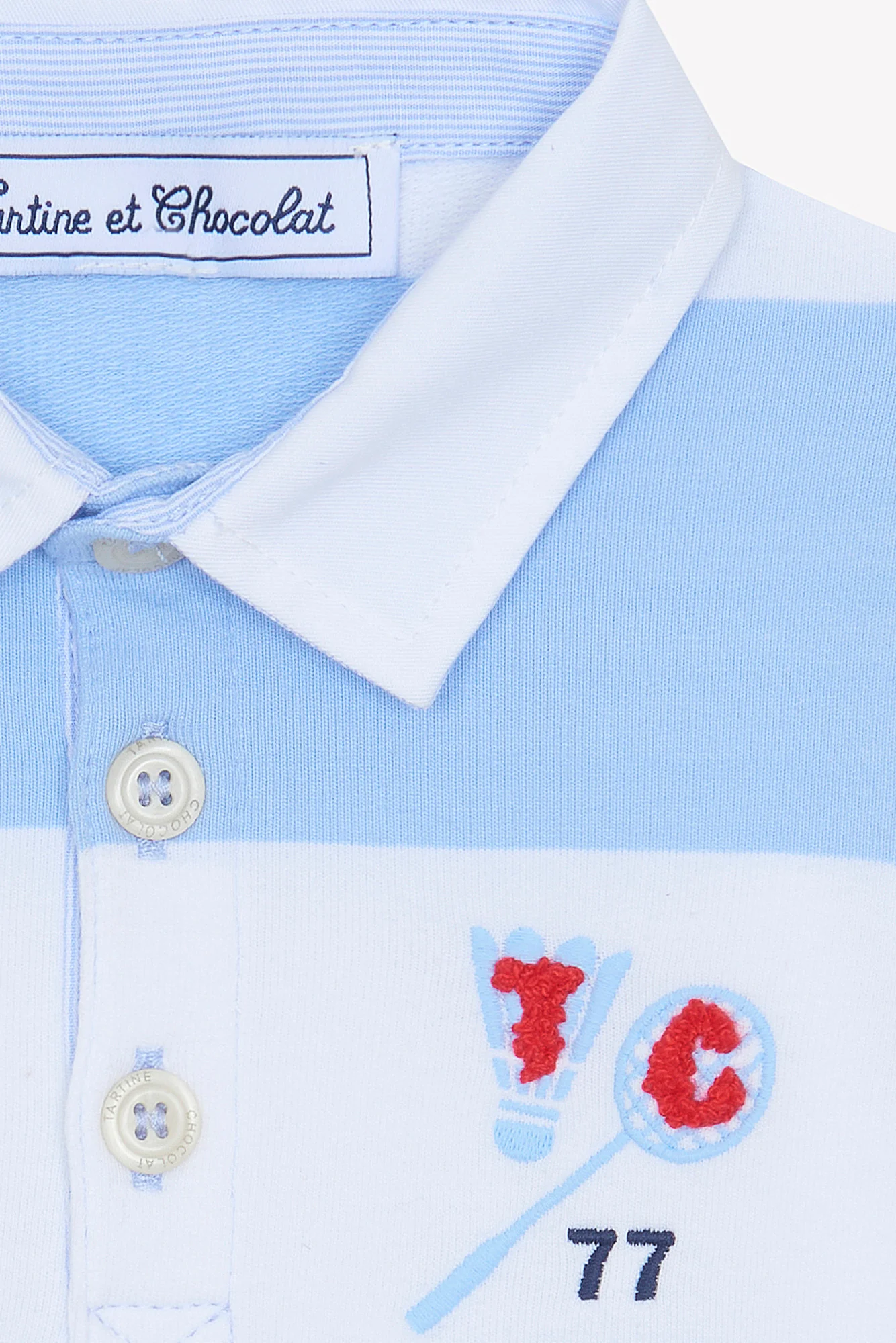 Polo - Bleu nuage coton rayures - Image 6