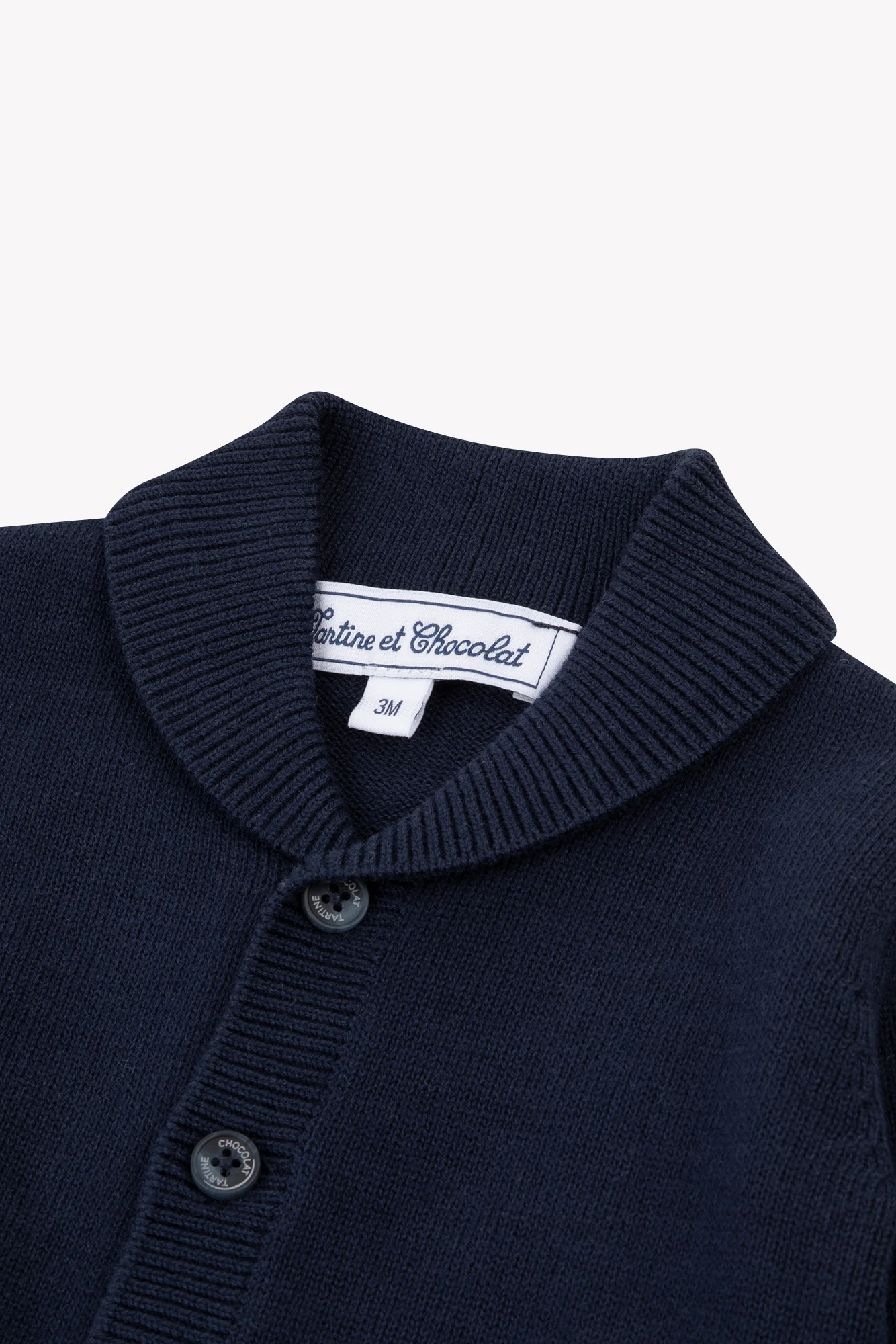 Gilet - Marine coton col châle - Image 5