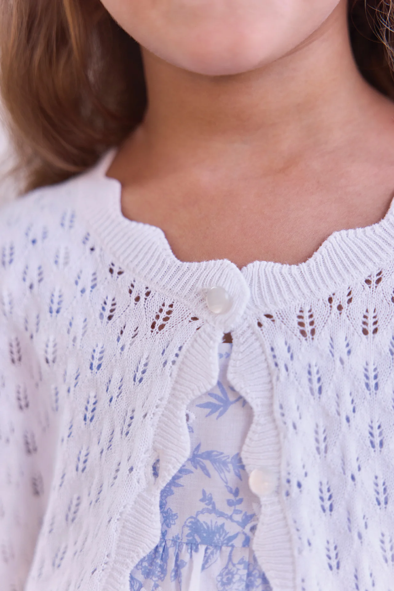 Cardigan - Blanc coton ajouré - Image 2