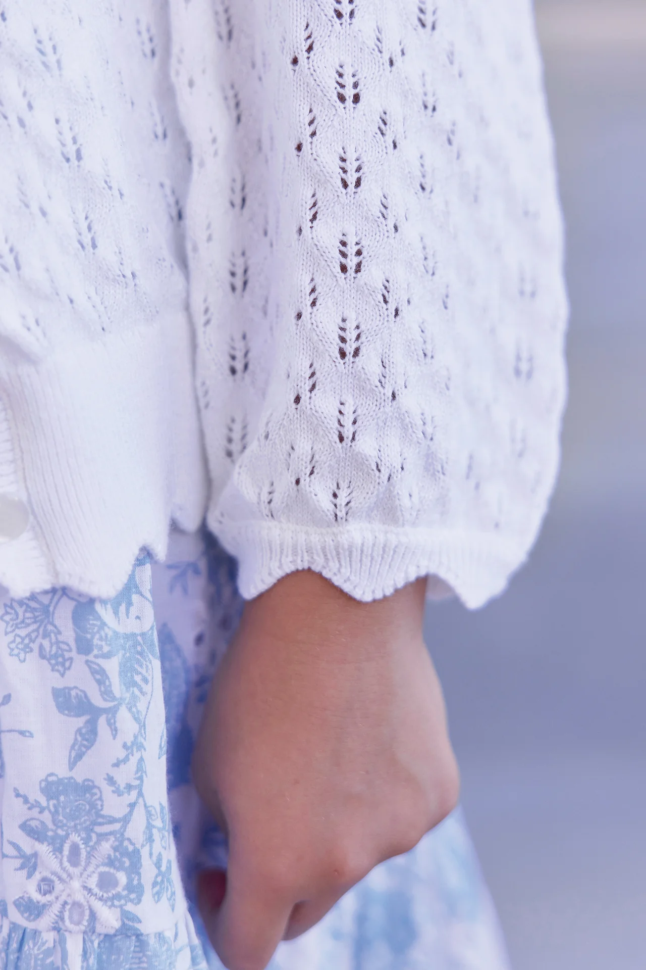 Cardigan - Blanc coton ajouré - Image 4