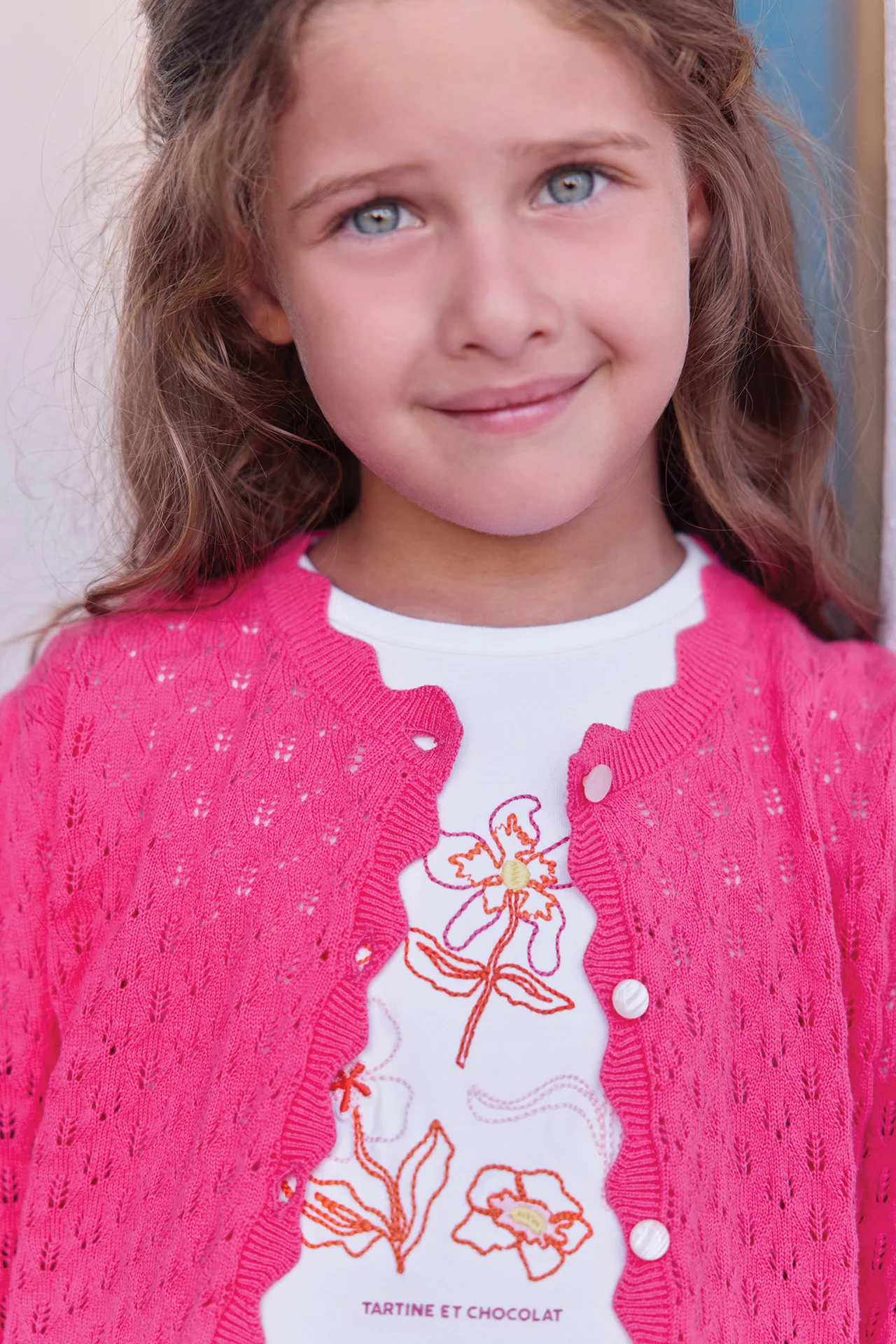 Cardigan - Rose coton ajouré - Image 2