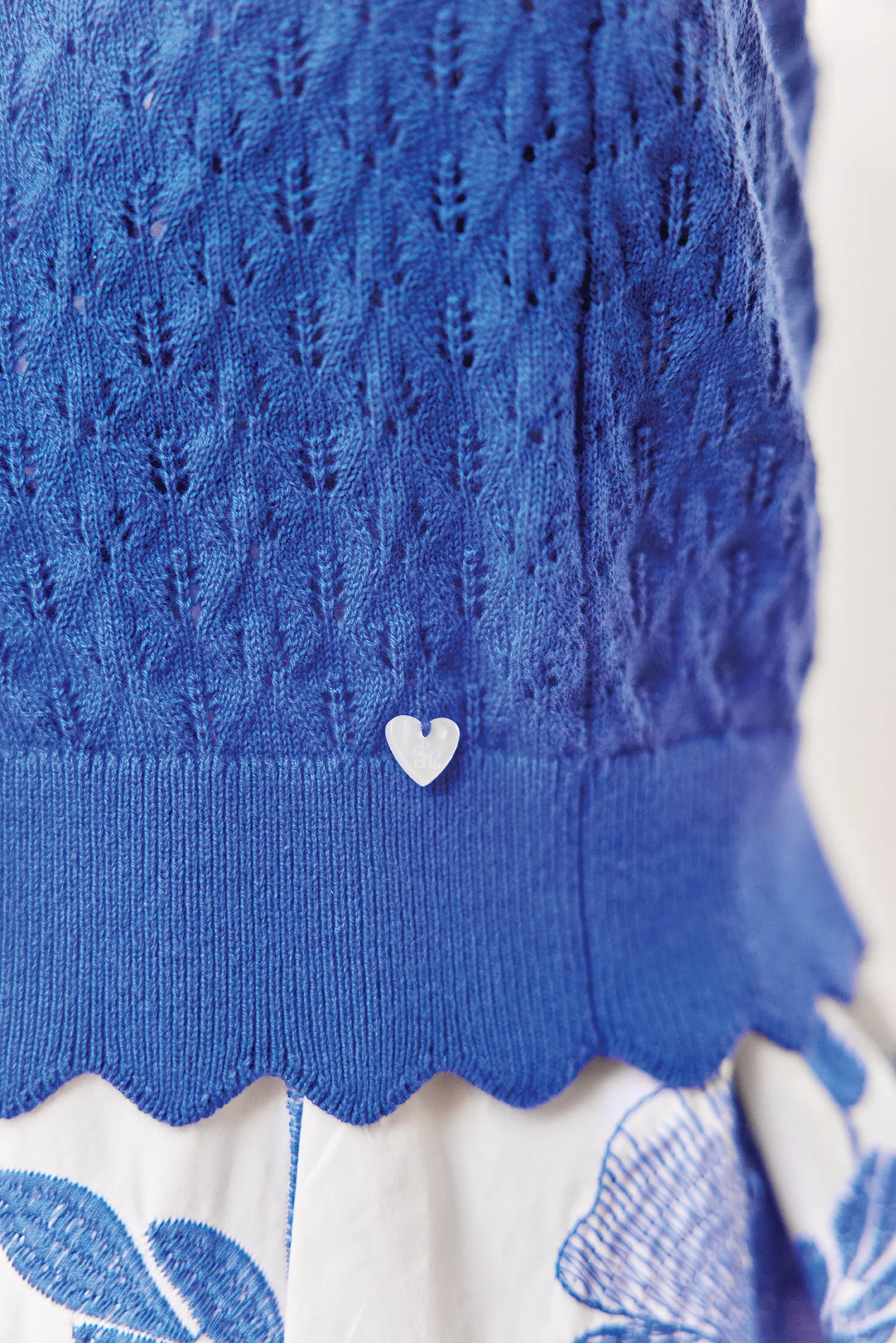 Cardigan - Bleu coton ajouré - Image 3