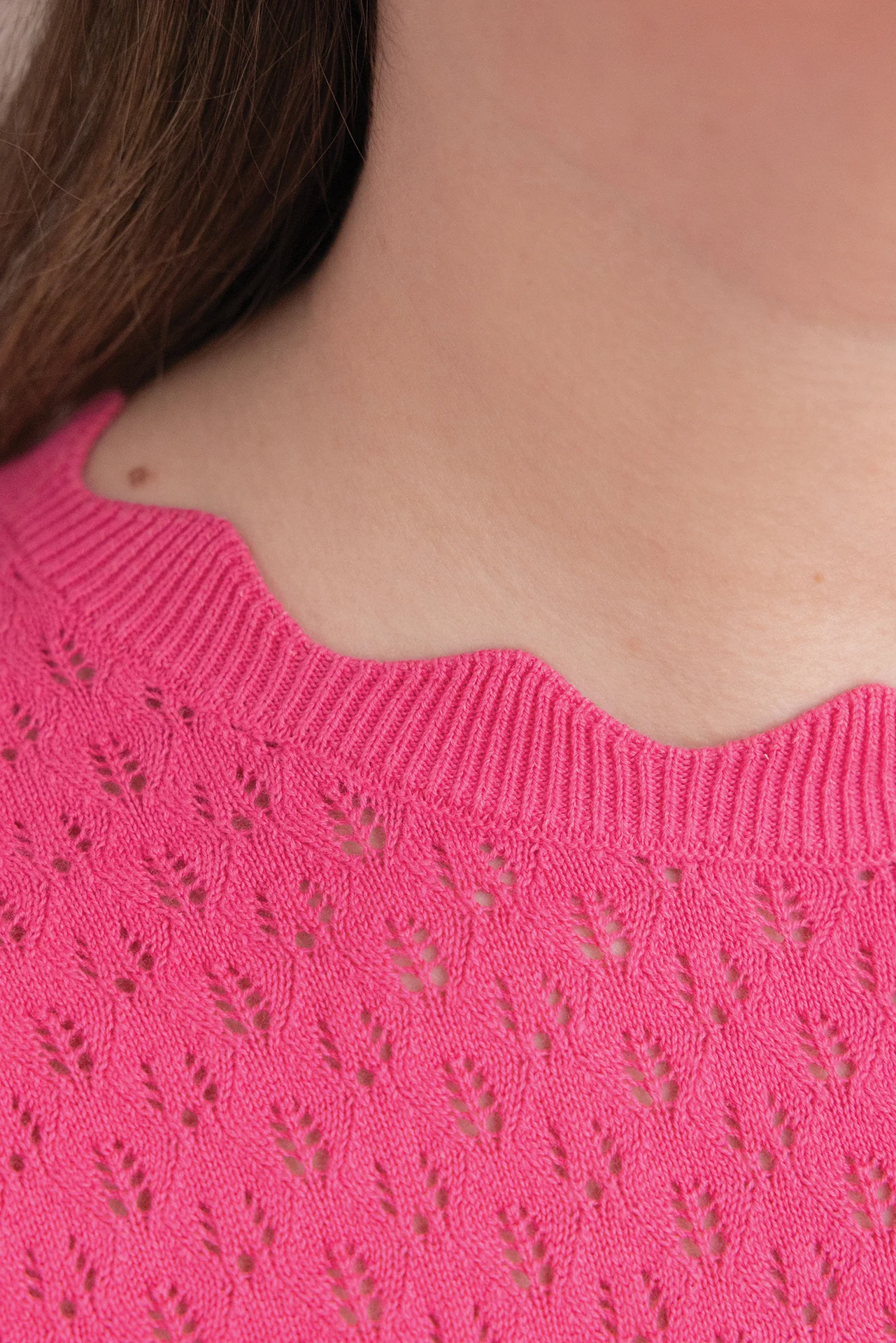 Pull Femme -  Rose coton ajouré - Image 4