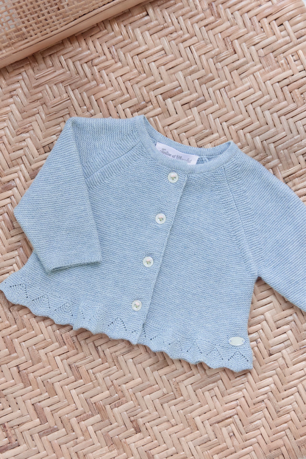 Cardigan - Bleu coton col rond