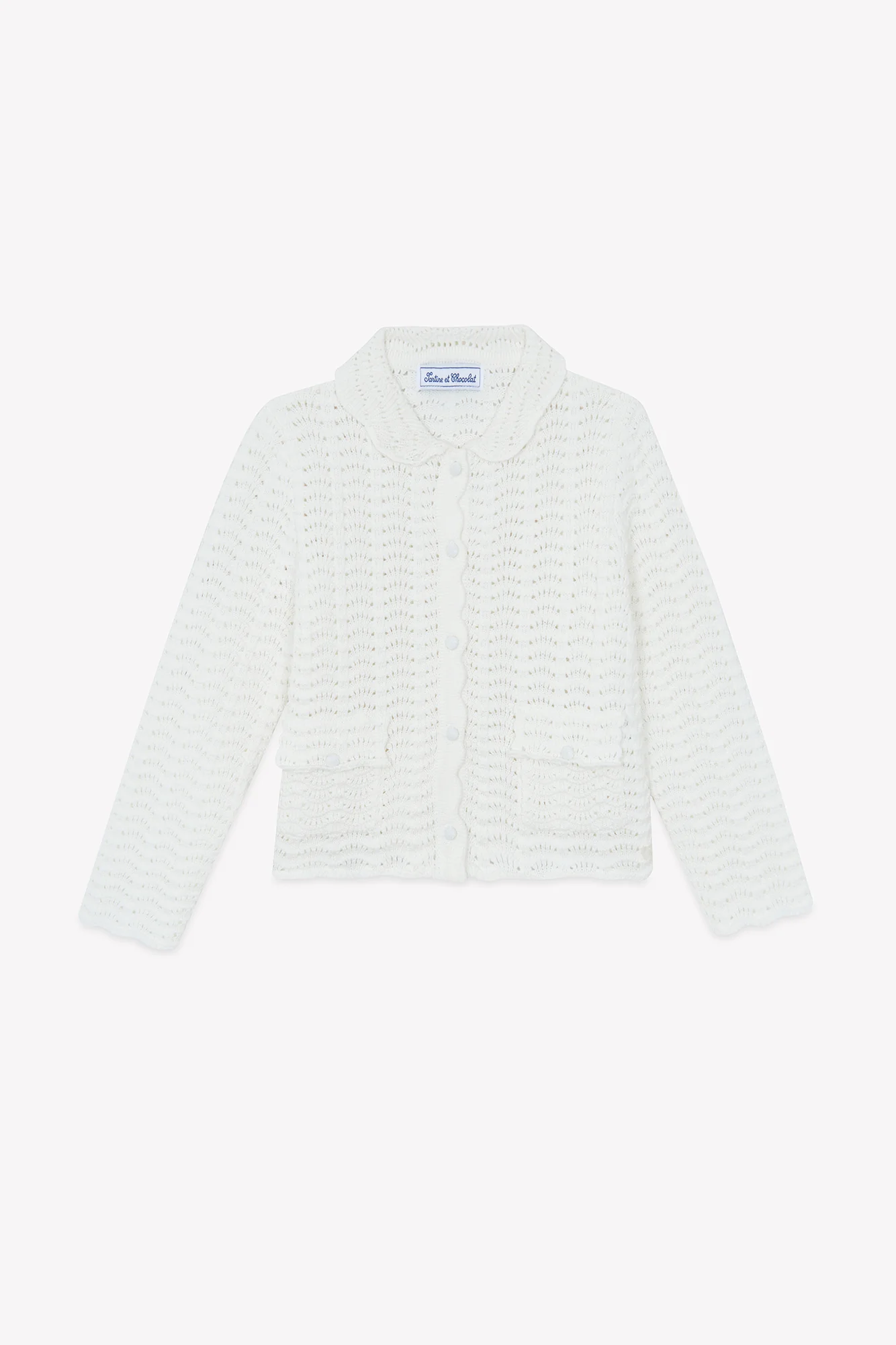 Cardigan - Ecru coton ajouré - Image 5