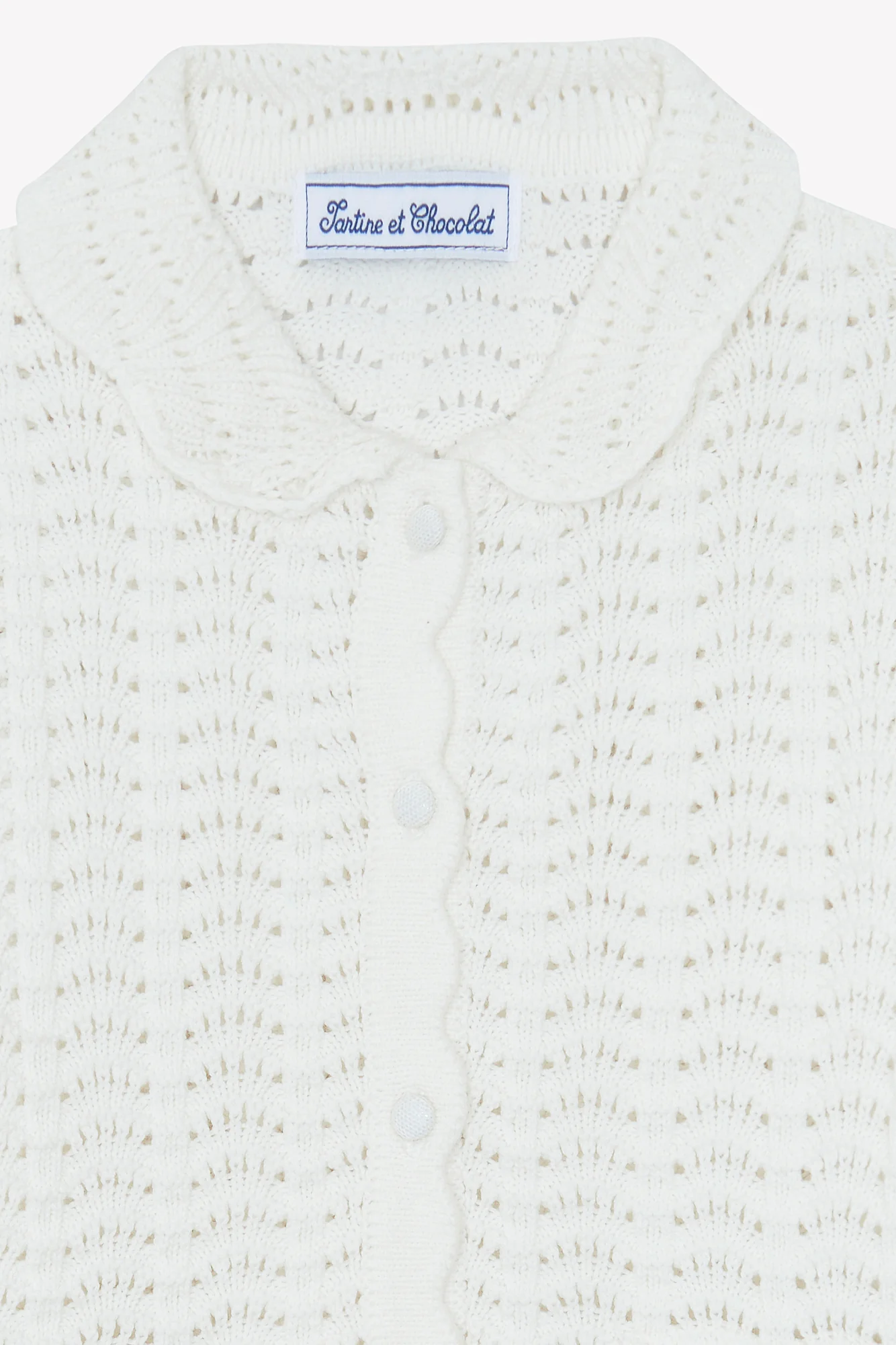 Cardigan - Ecru coton ajouré - Image 7