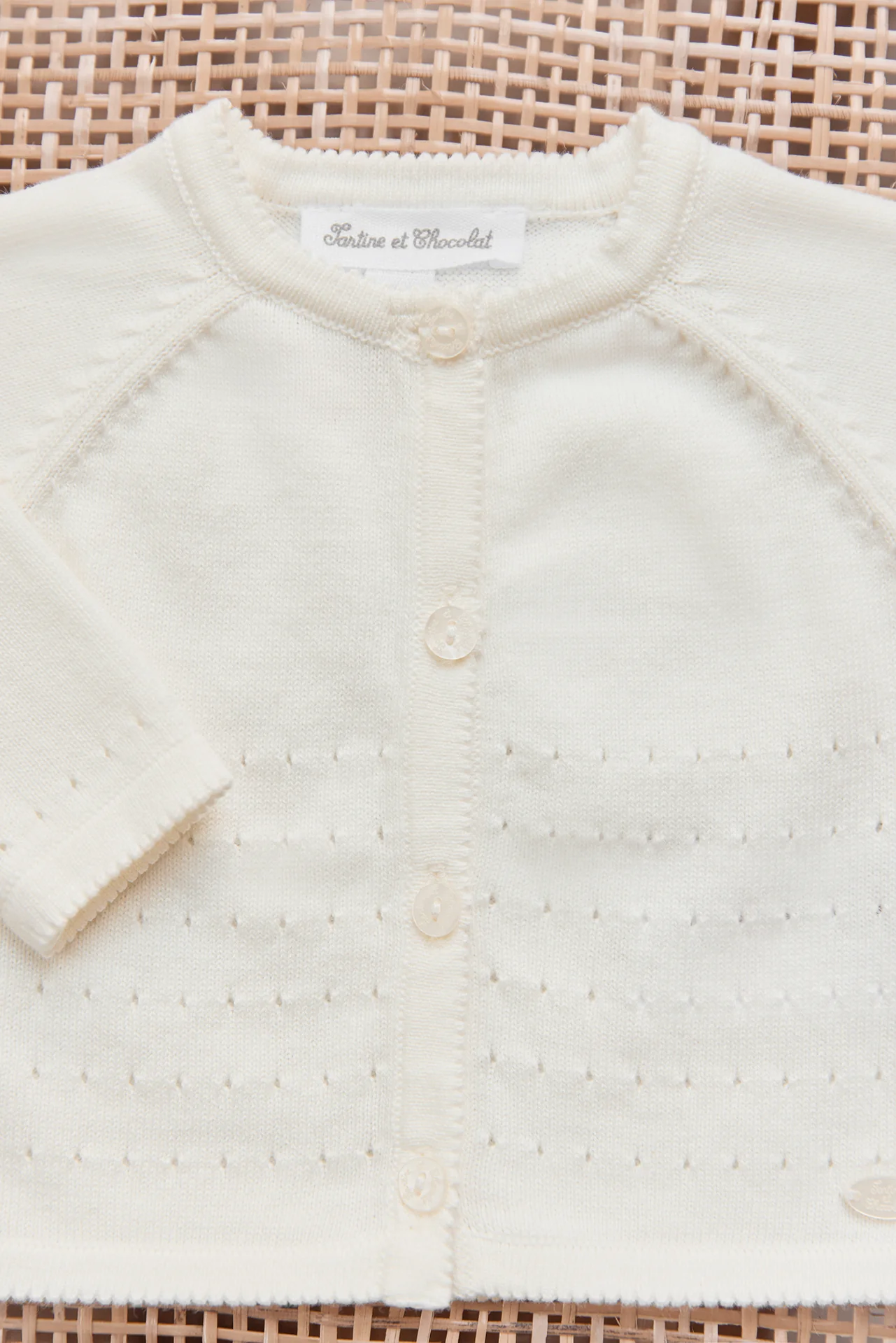 Gilet - Ecru coton festonné - Image 2