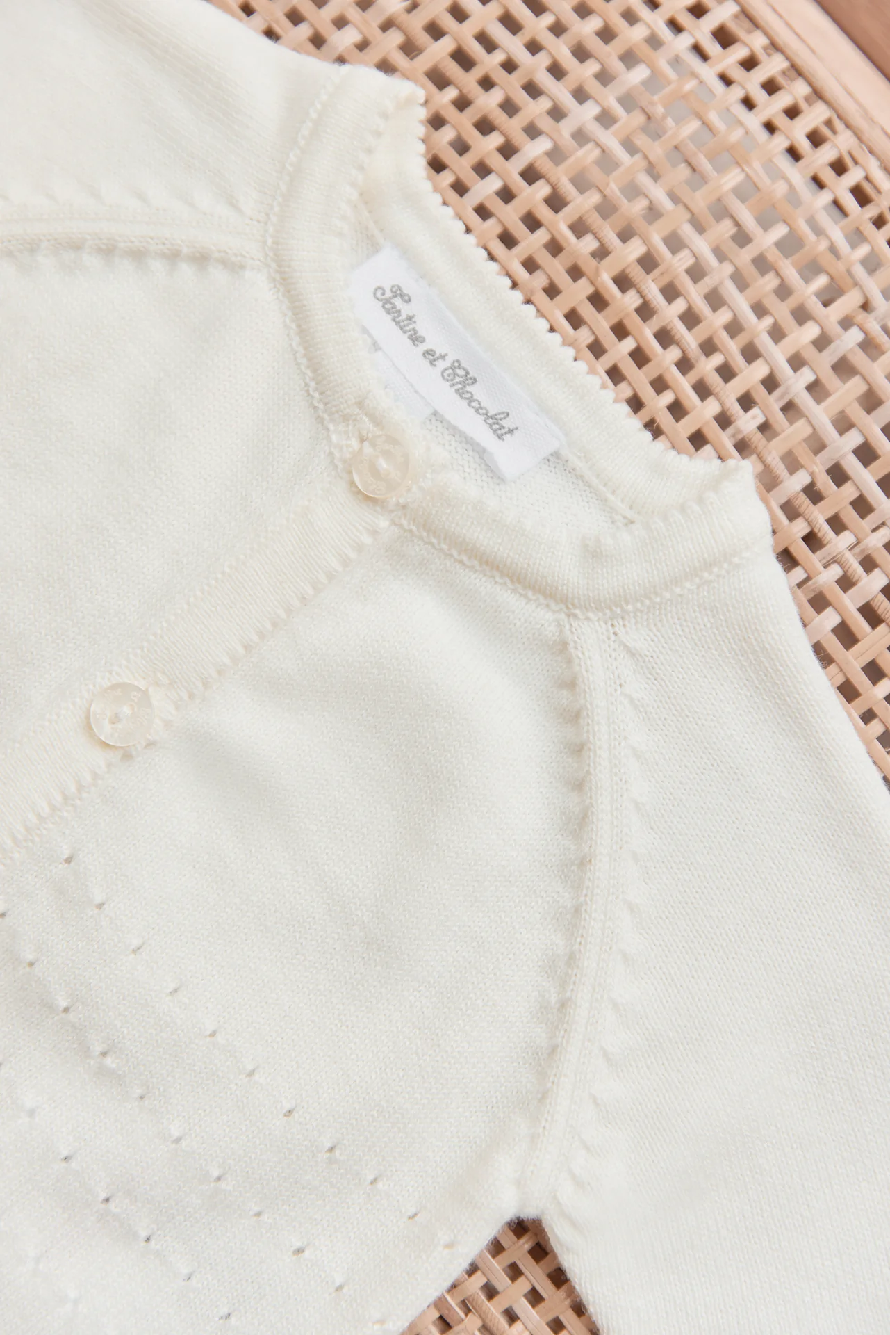 Gilet - Ecru coton festonné - Image 4