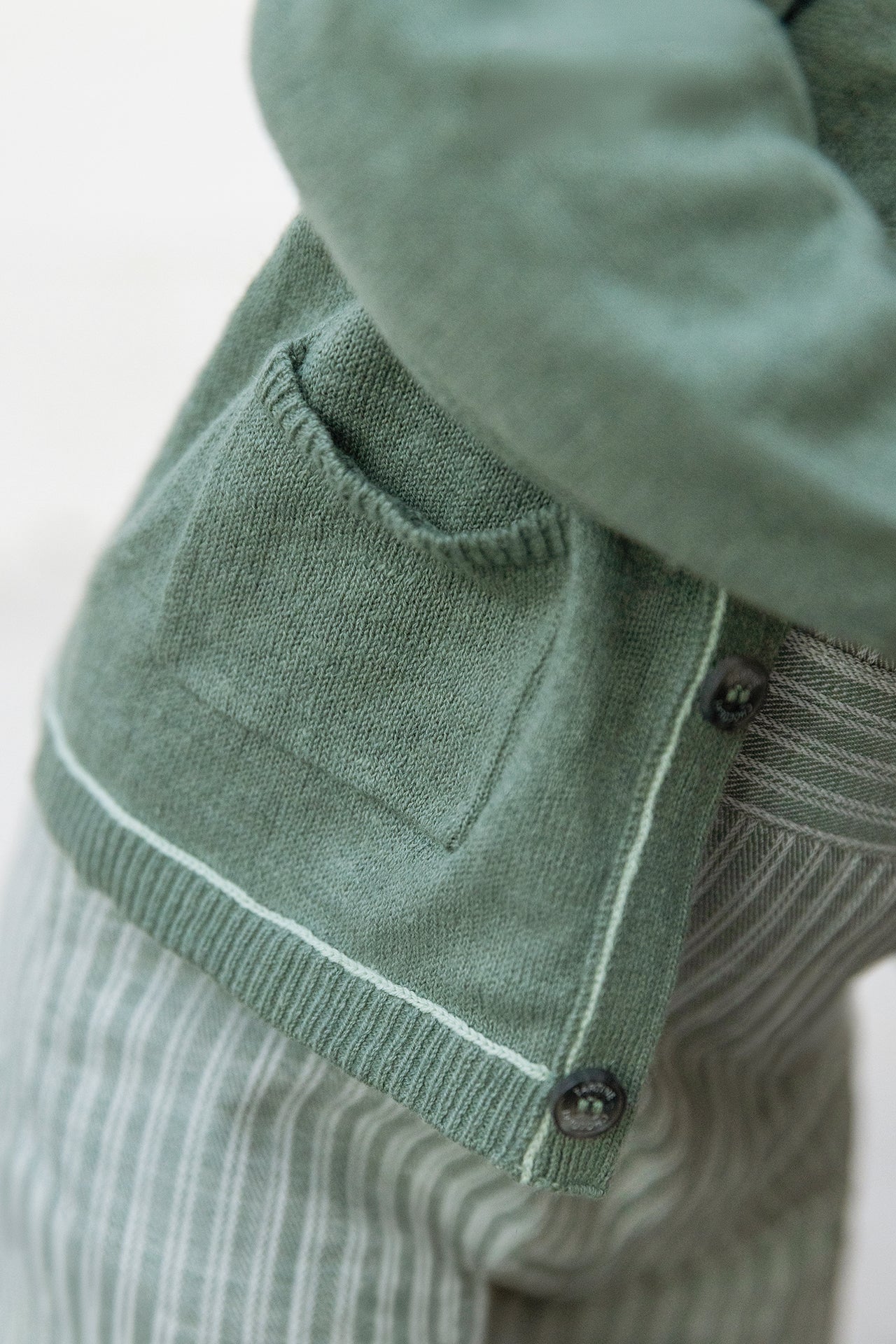 Gilet - Kaki lin col V - Image 3