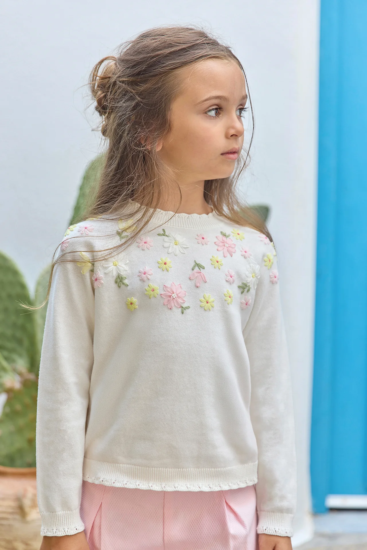 Pull - Ecru coton brodé - Image 2