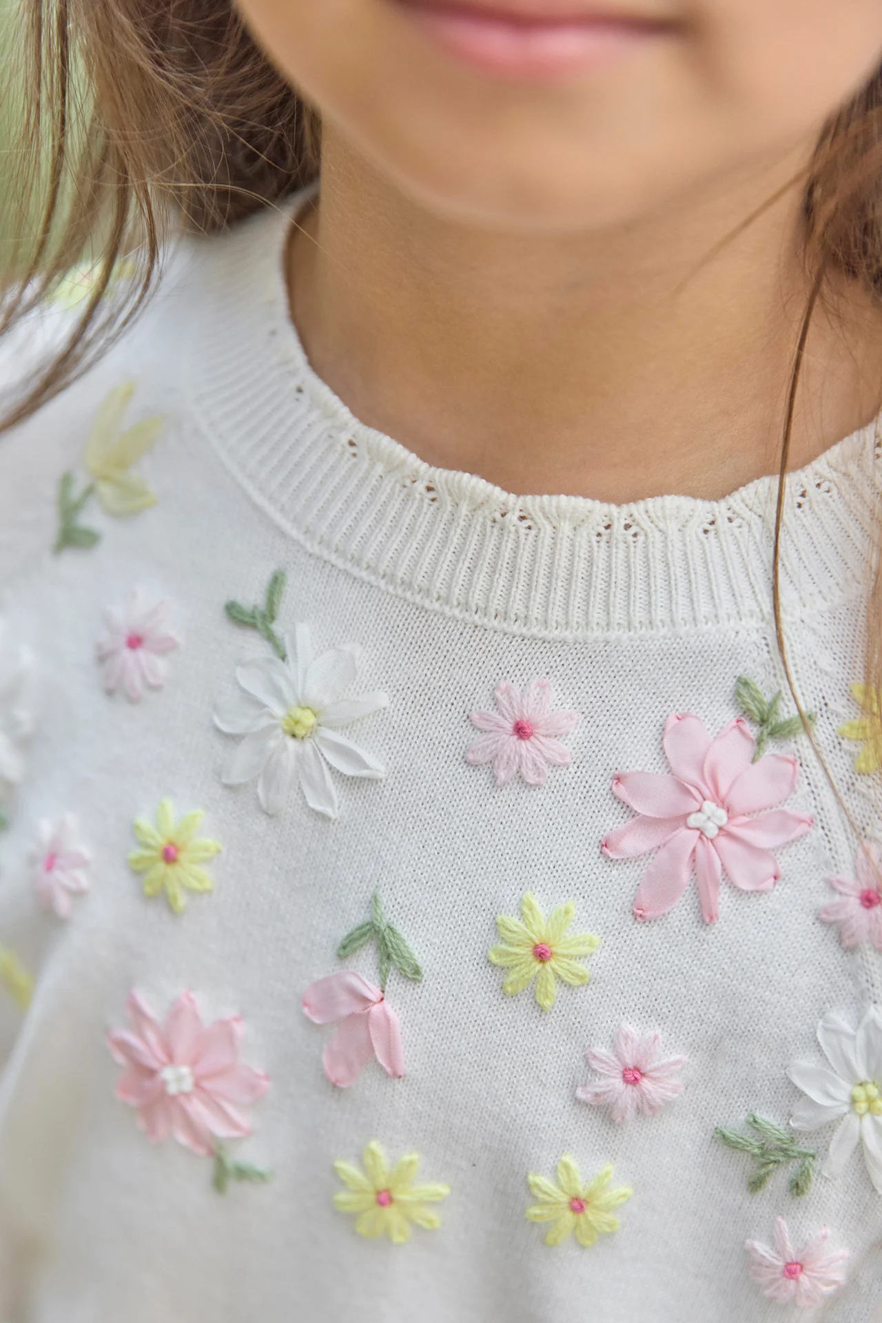 Pull - Ecru coton brodé - Image 3