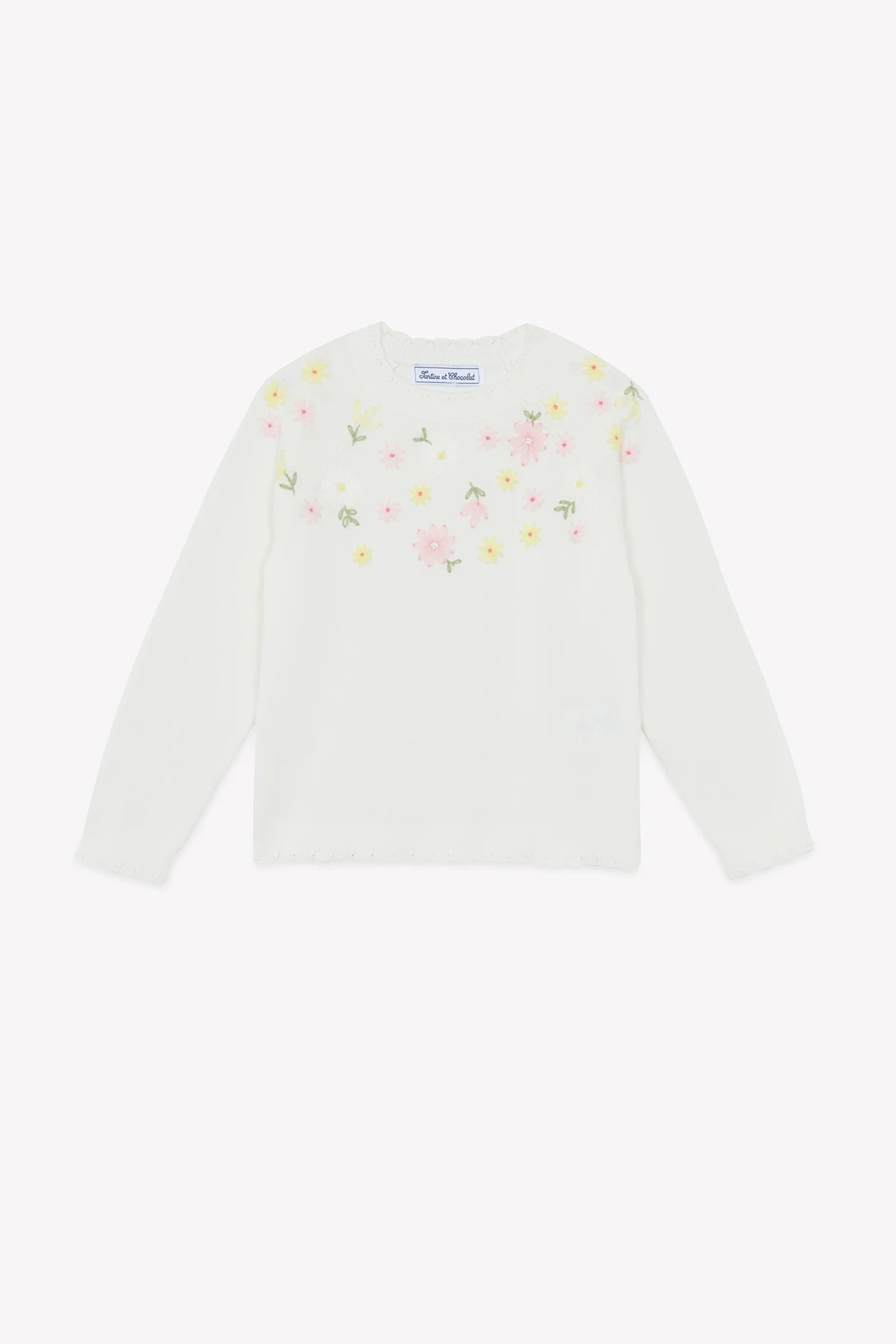 Pull - Ecru coton brodé - Image 5