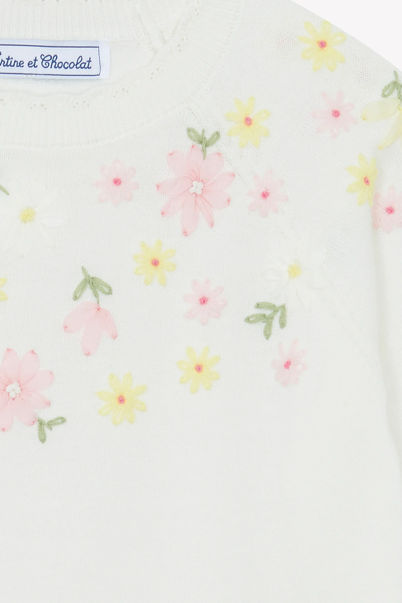 Pull - Ecru coton brodé - Image 7