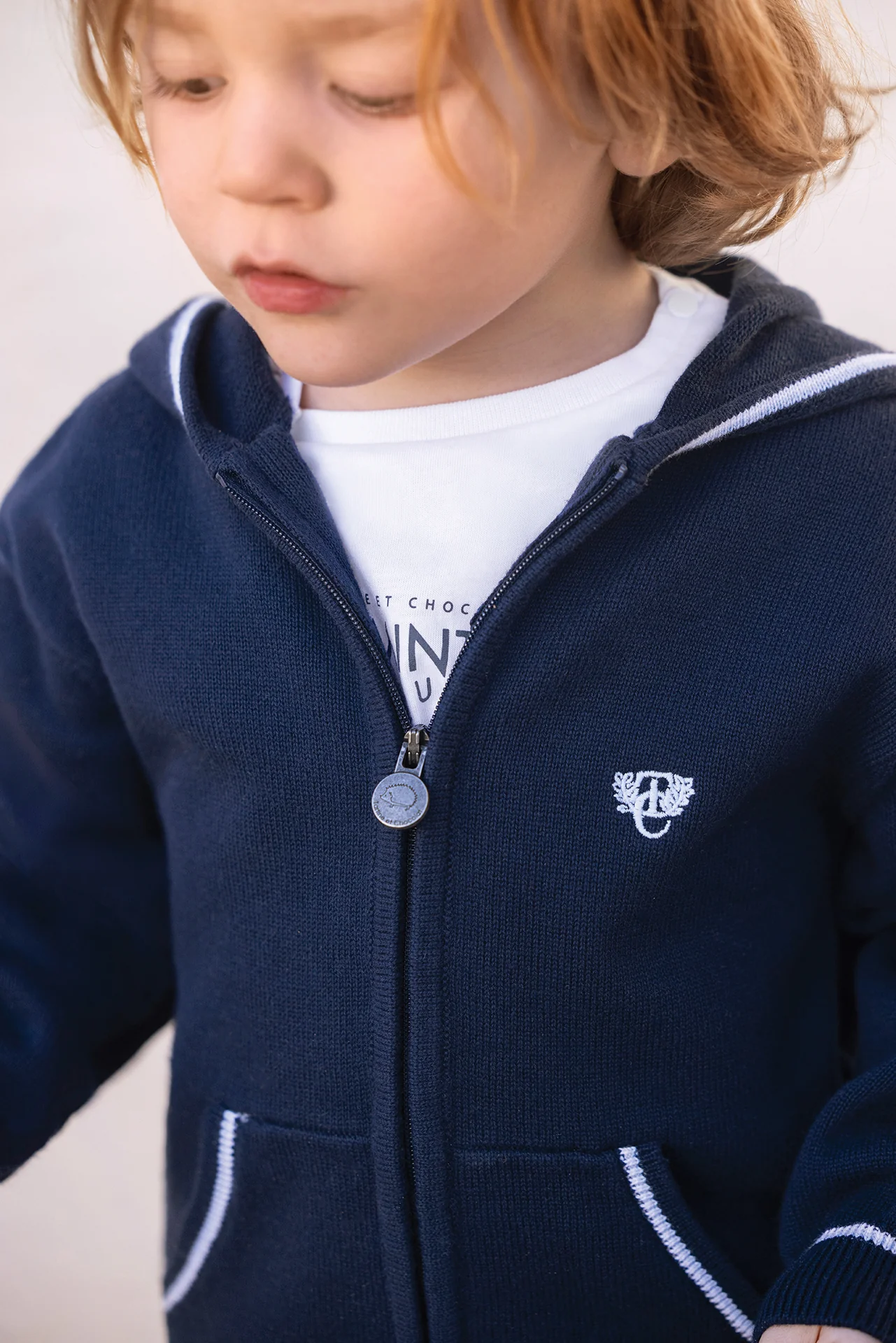 Gilet - Marine coton capuche - Image 3