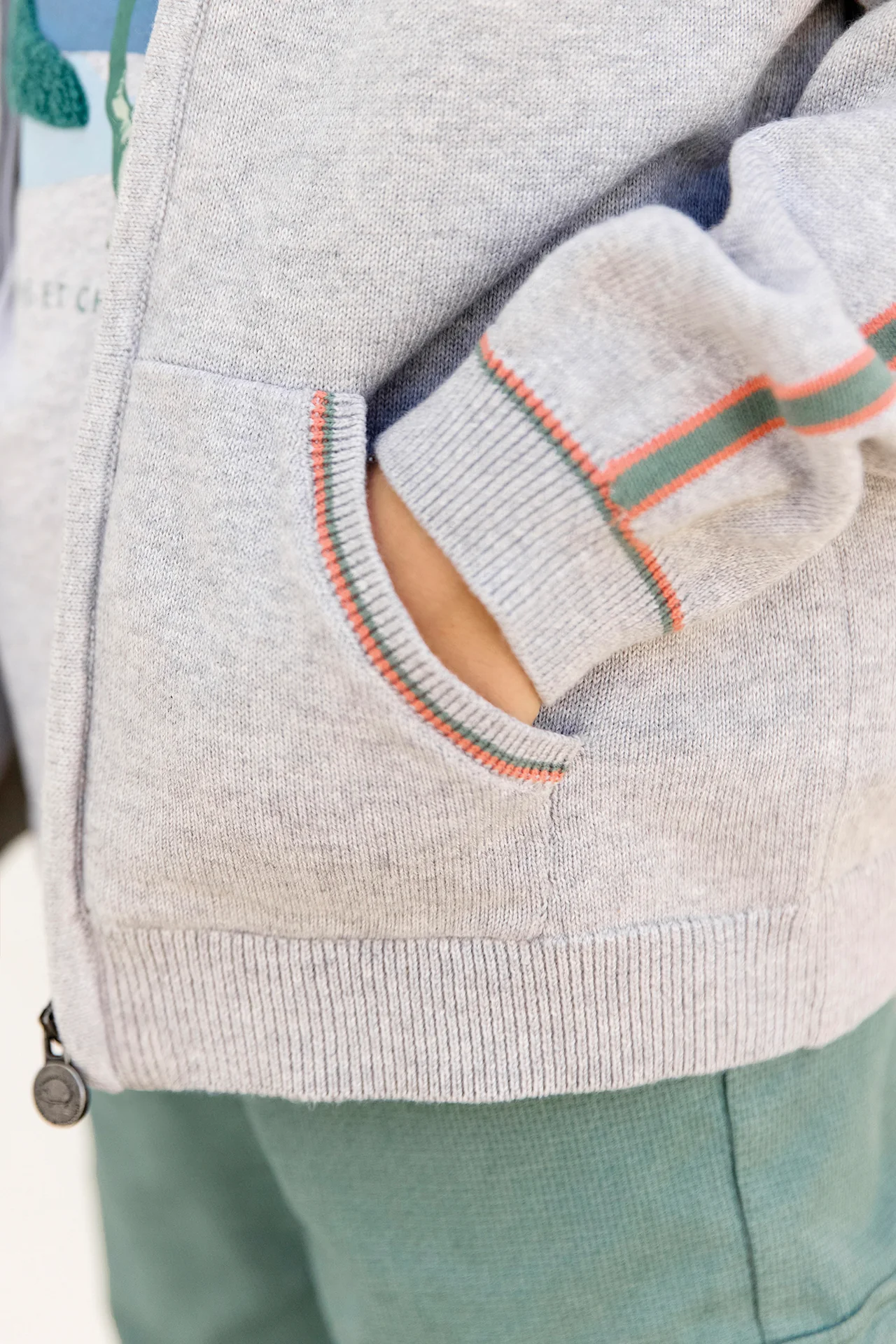 Gilet - Gris chiné coton capuche - Image 5