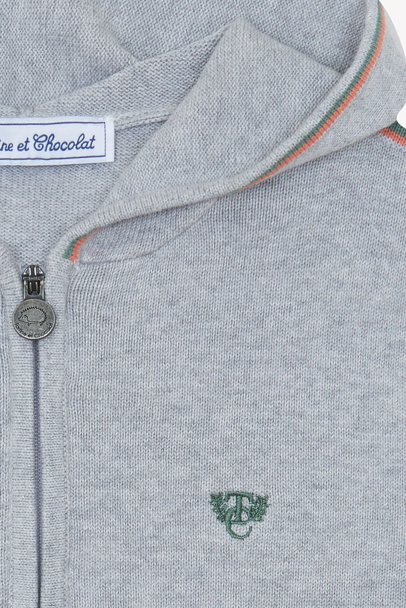 Gilet - Gris chiné coton capuche - Image 8