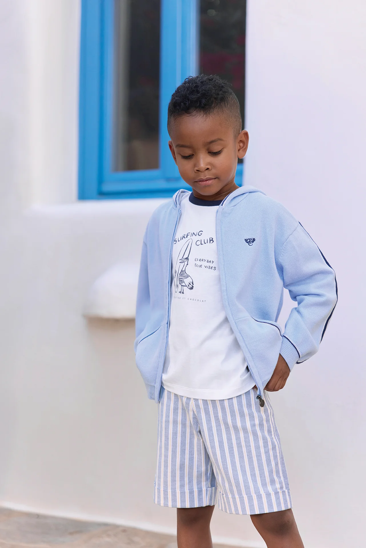 Gilet - Bleu nuage coton écusson TC