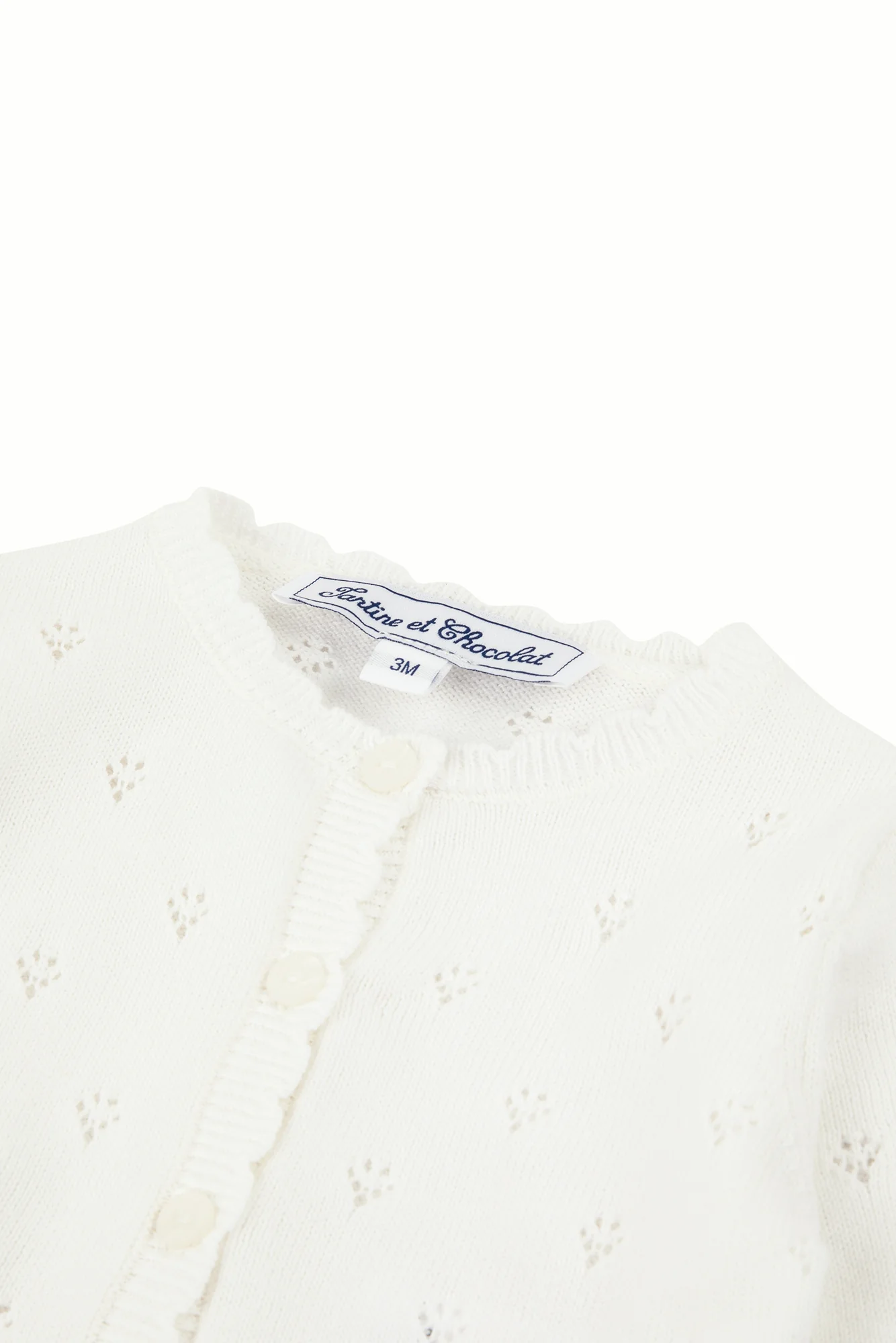 Cardigan - Blanc coton ajouré - Image 6