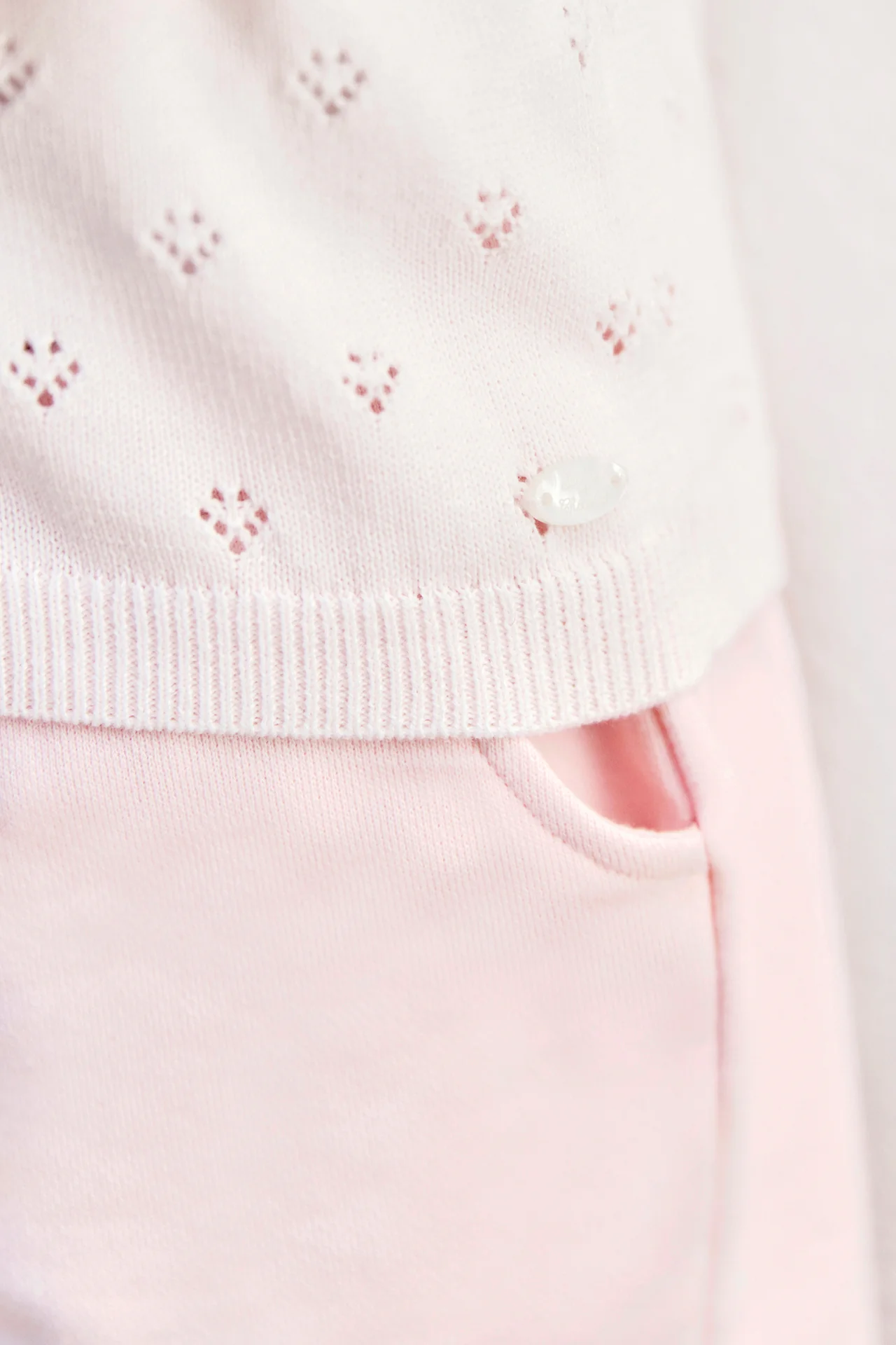 Cardigan - Rose pâle coton ajouré - Image 3