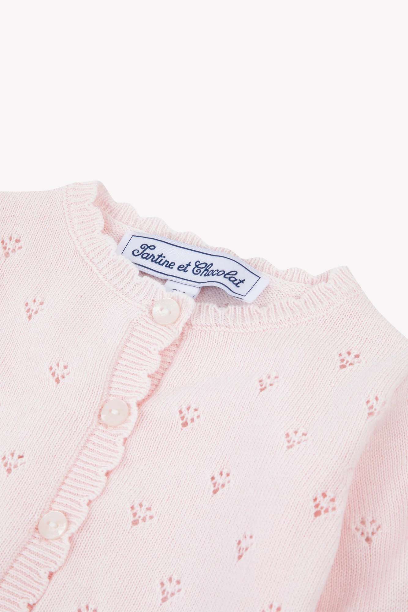 Cardigan - Rose pâle coton ajouré - Image 6