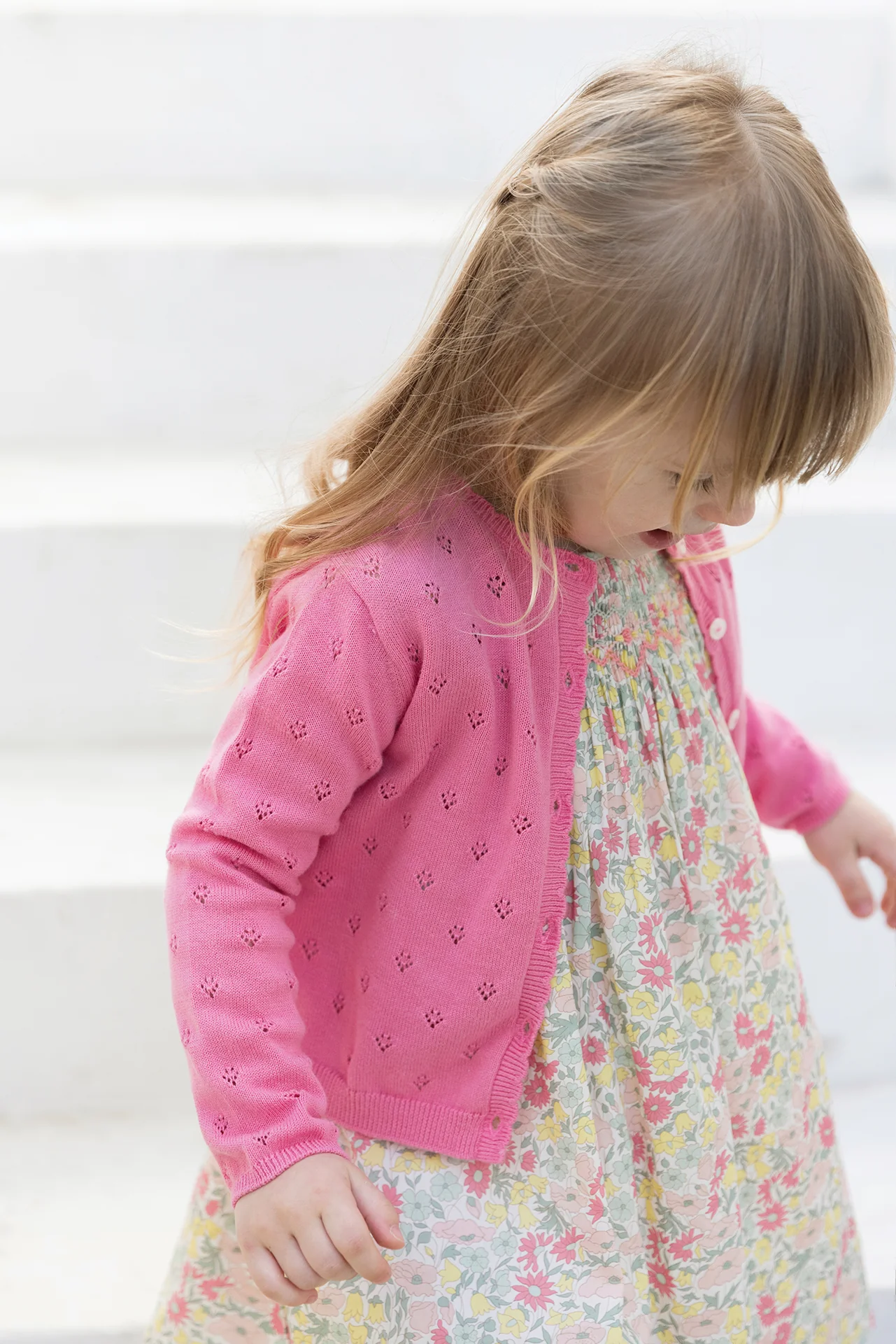 Cardigan - Rose coton ajouré