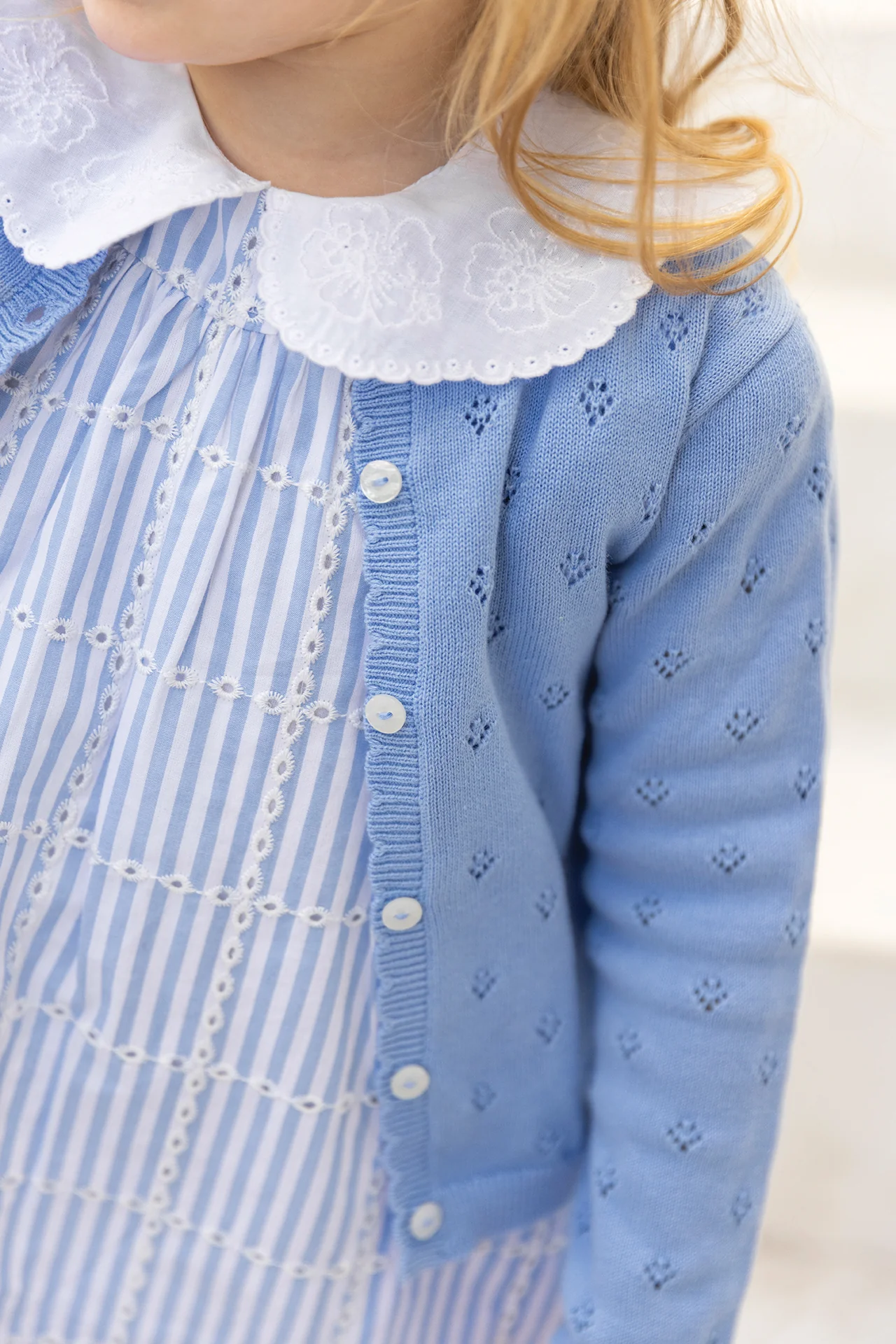Cardigan - Azur coton ajouré