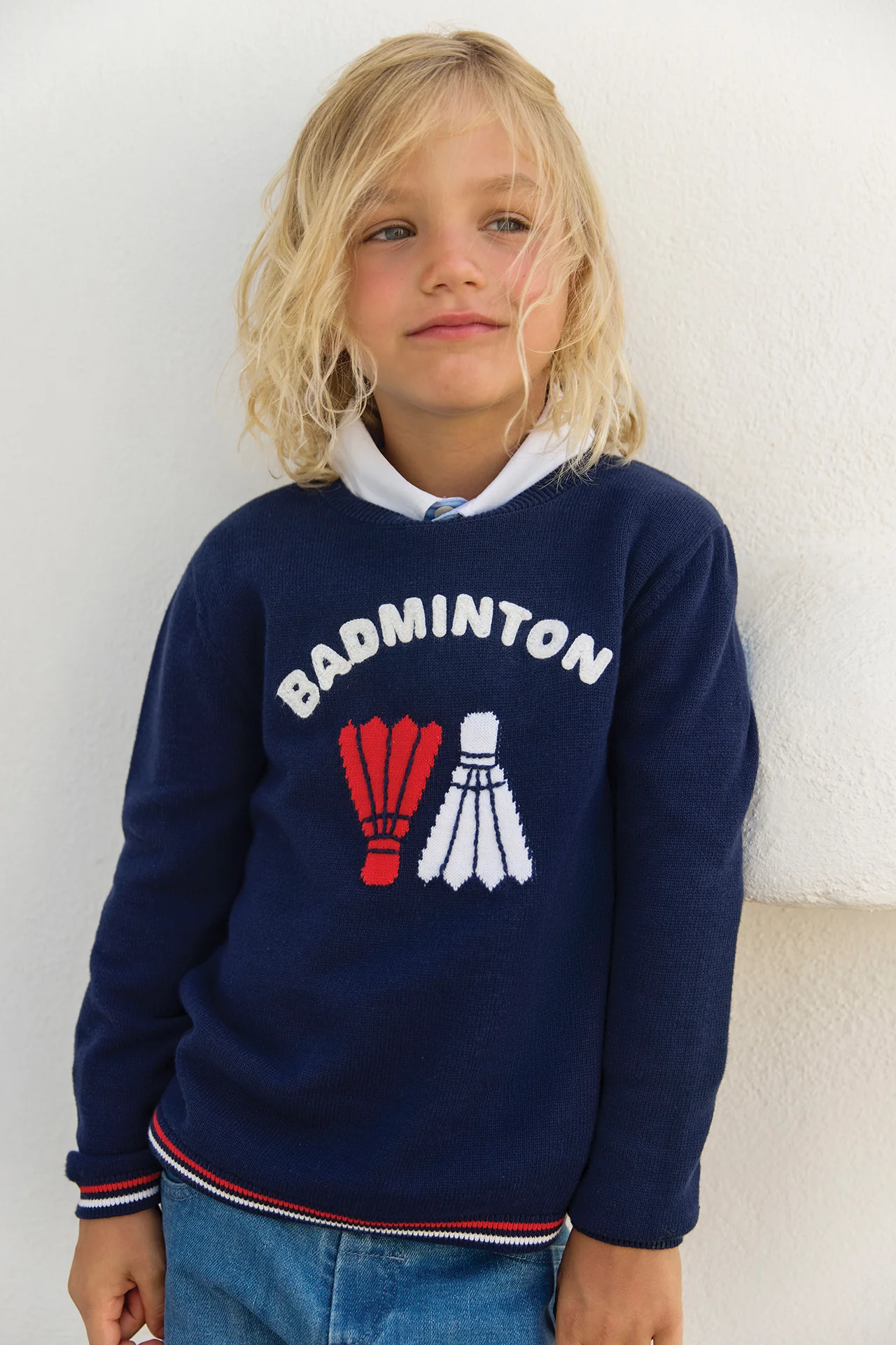 Pull - Marine coton illustration badminton - Image 2