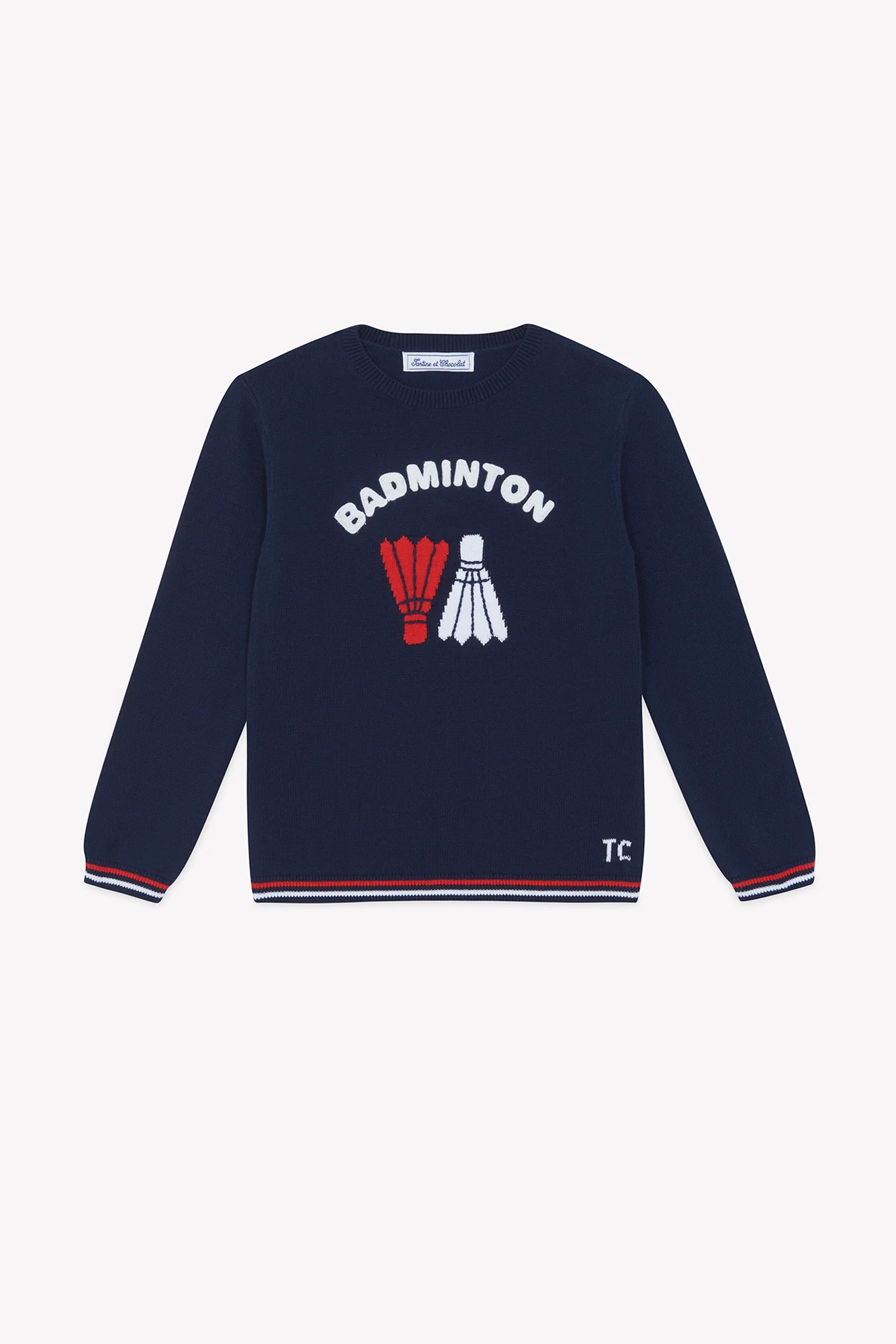 Pull - Marine coton illustration badminton - Image 4