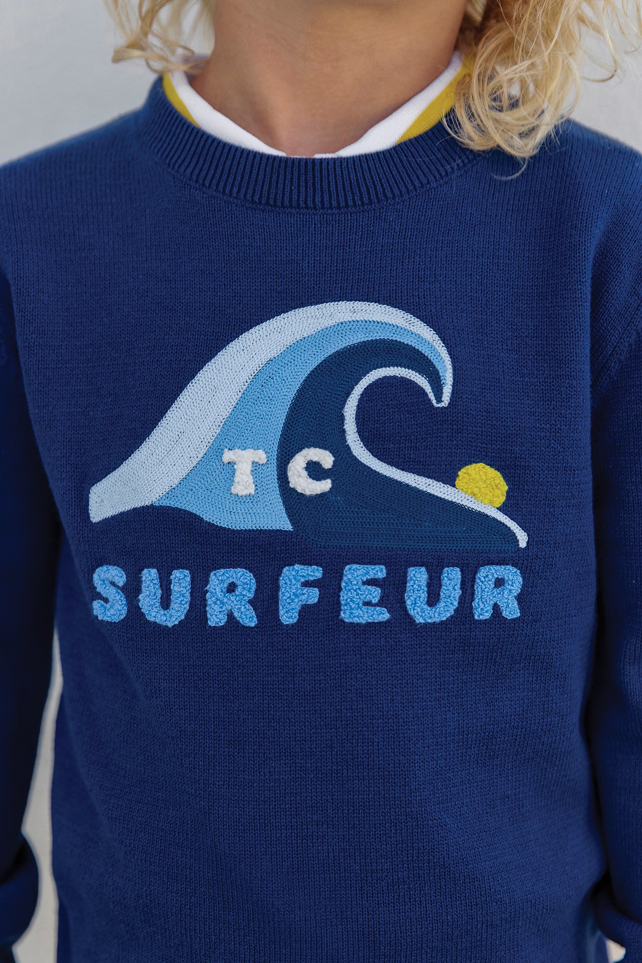 Pull - Indigo coton illustration surfeur - Image 2