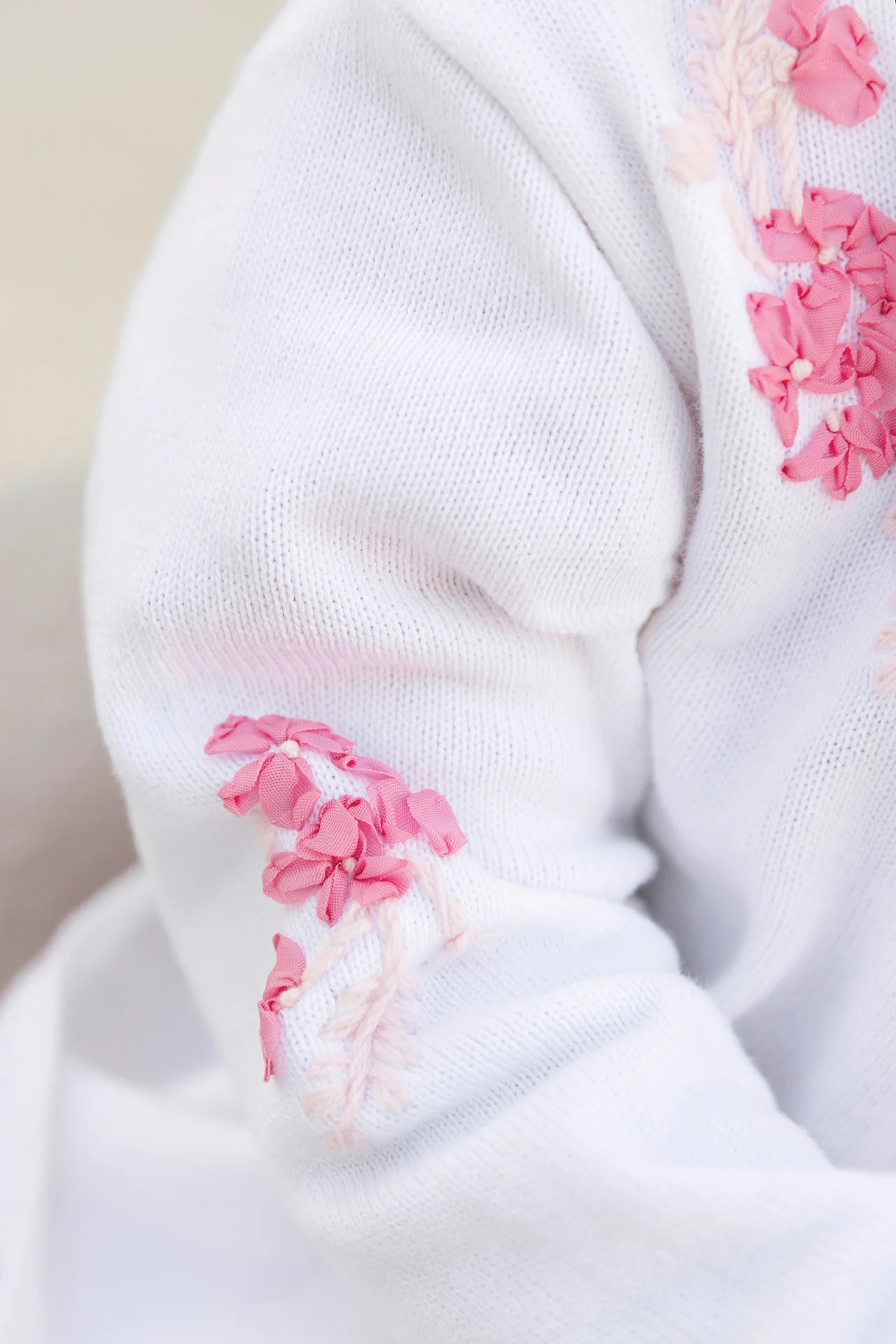 Cardigan - Rose coton broderie ruban - Image 3