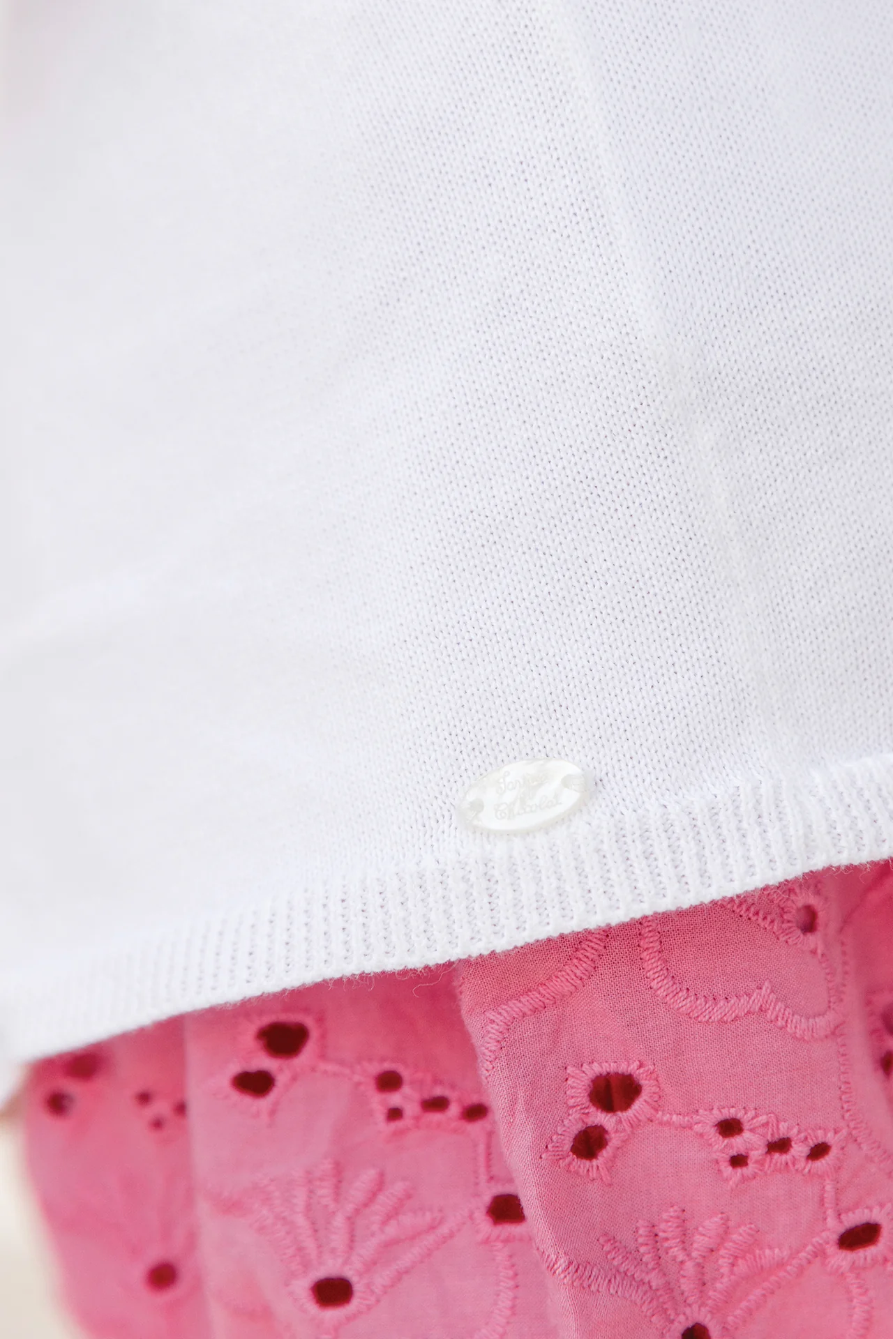 Cardigan - Rose coton broderie ruban - Image 4