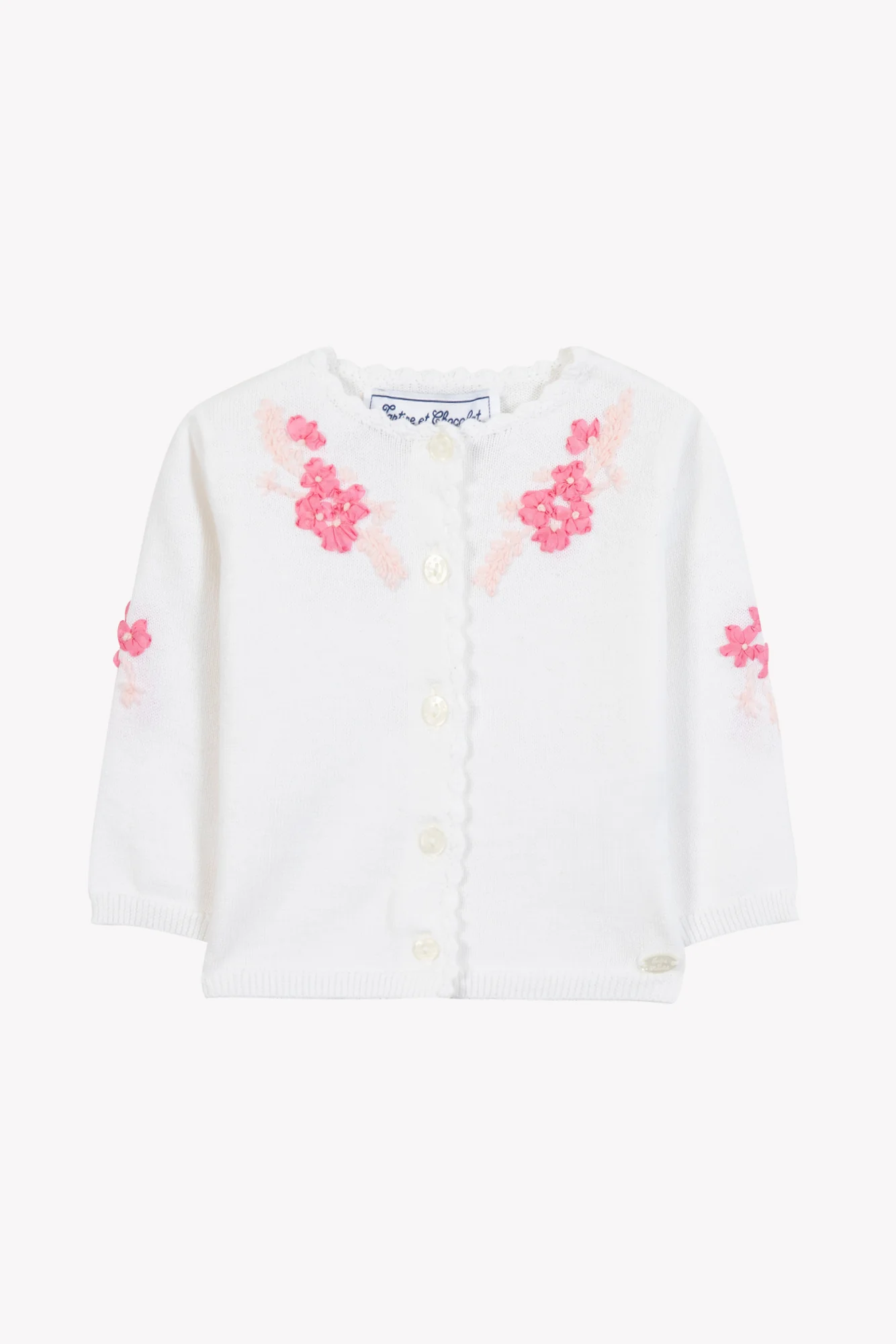 Cardigan - Rose coton broderie ruban - Image 5