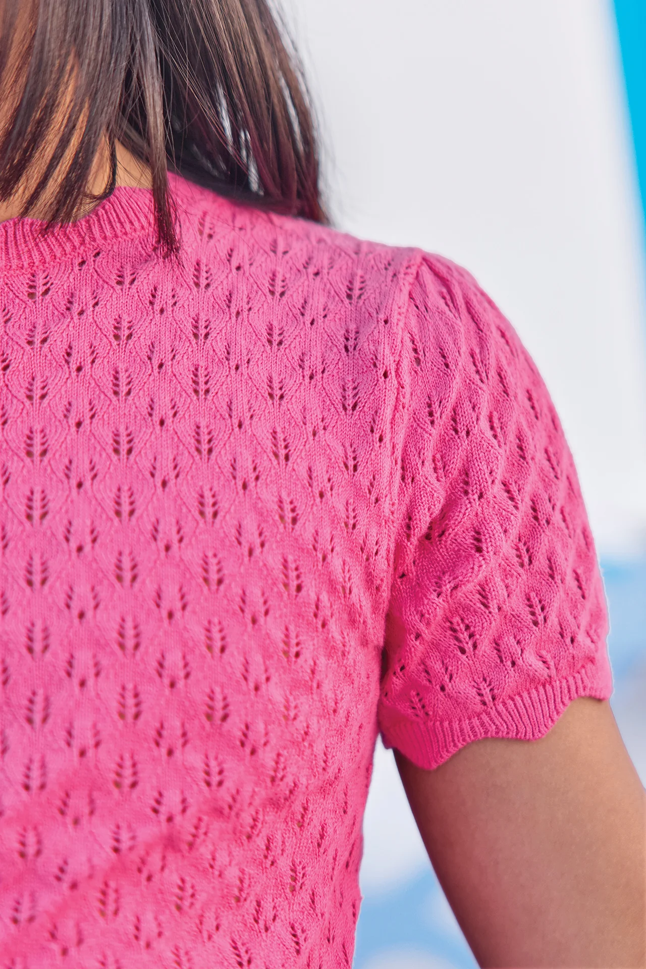 Pull - Rose coton ajouré - Image 3