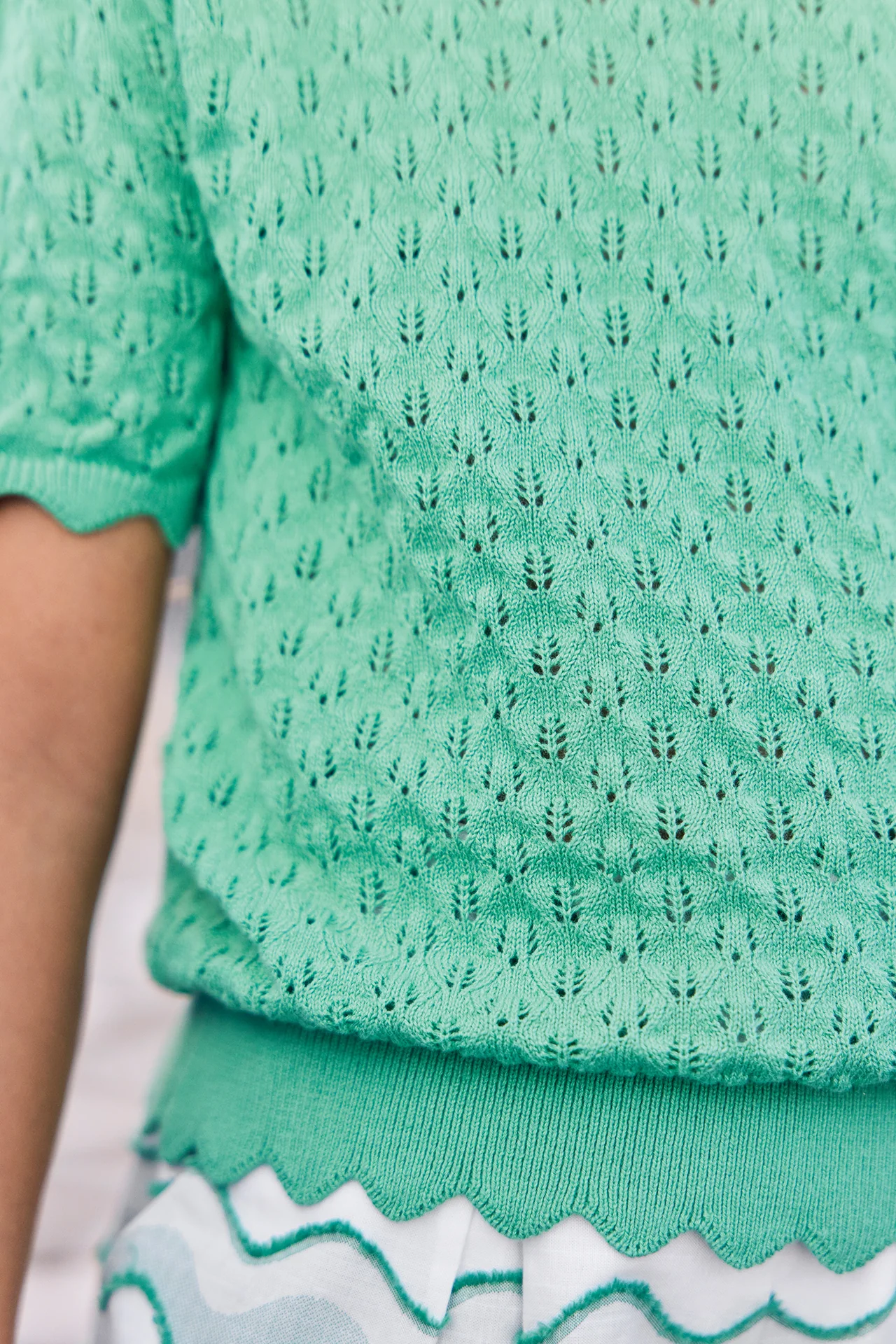 Pull - Vert coton ajouré - Image 3