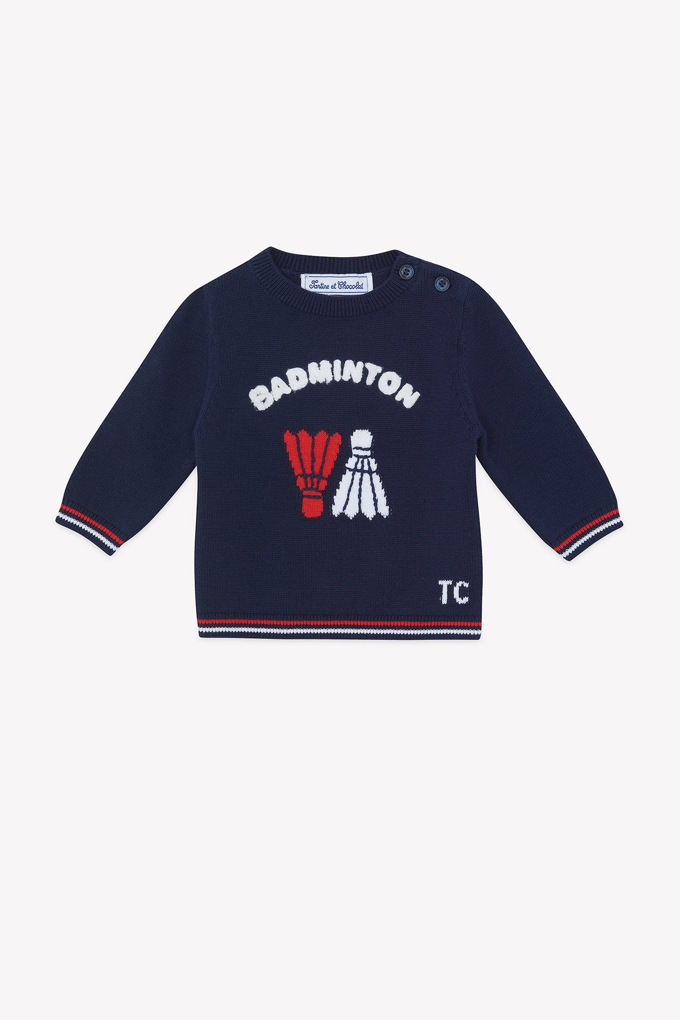 Pull - Marine coton illustration badminton - Image 5