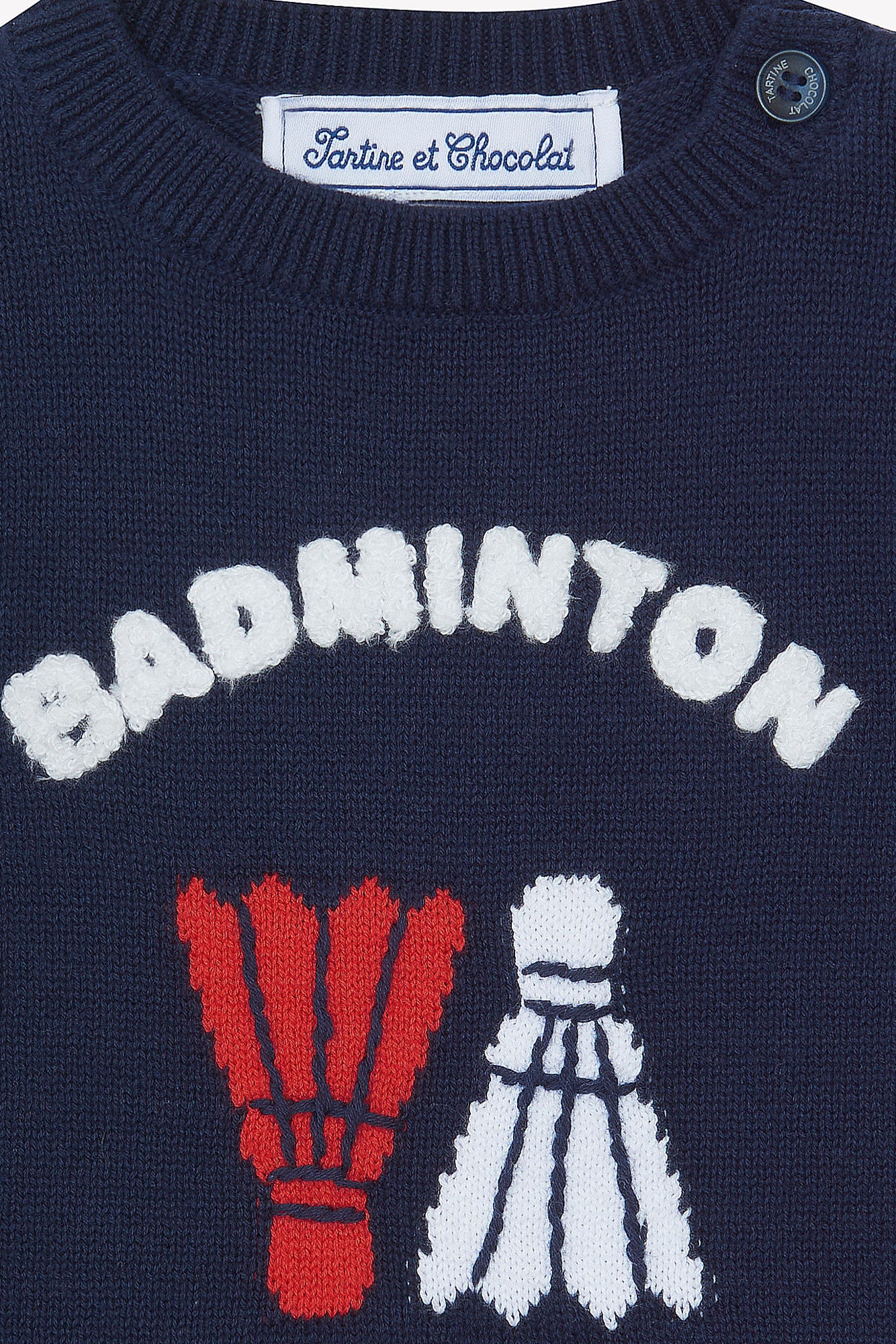 Pull - Marine coton illustration badminton - Image 7