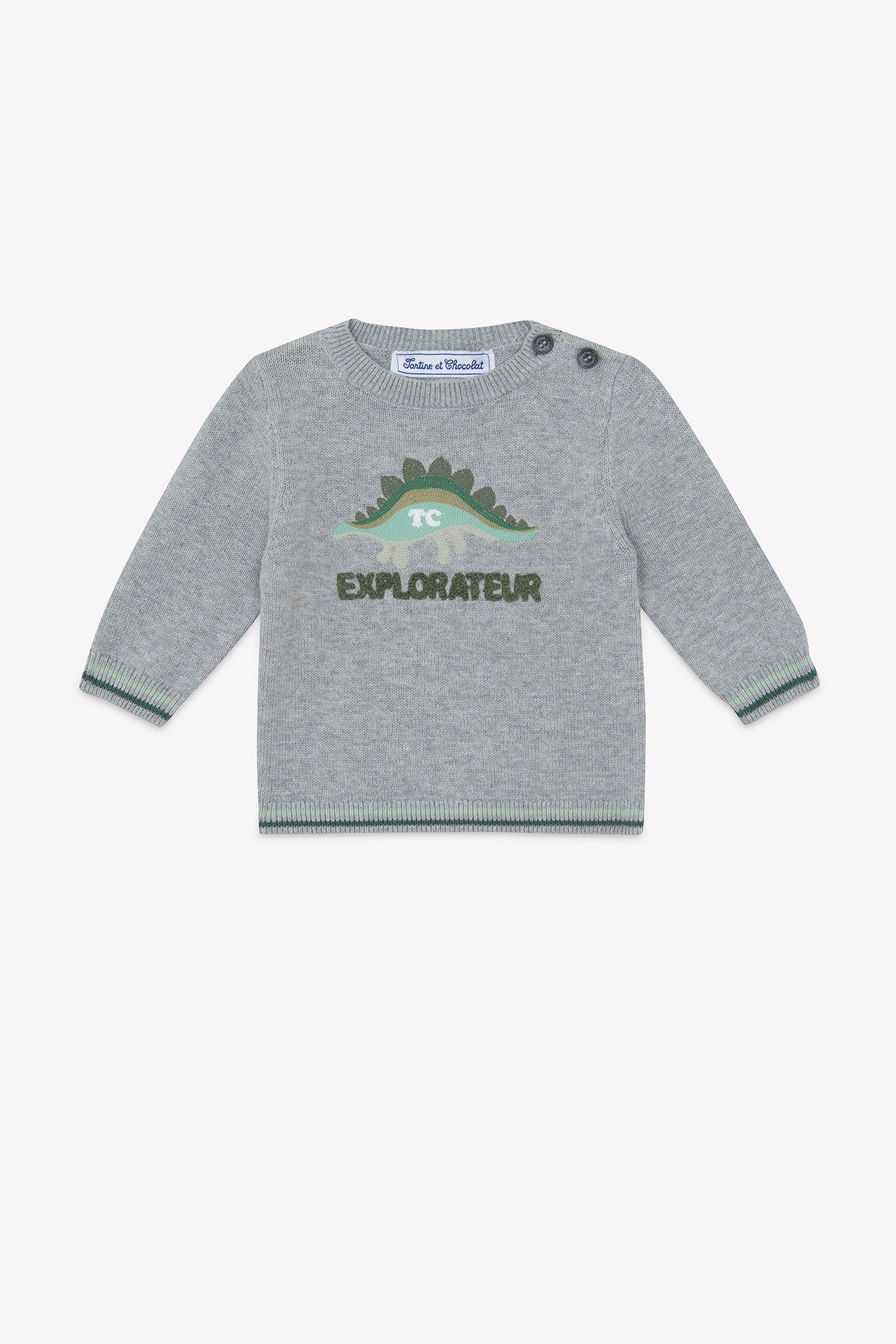 Pull - Gris coton illustration explorateur - Image 4