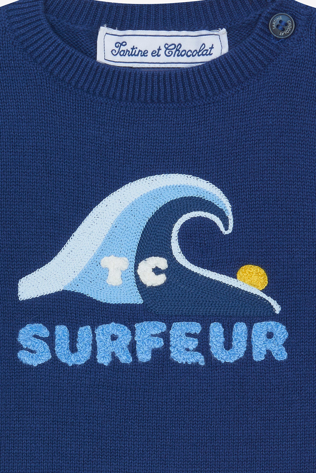 Pull - Indigo coton illustration surfeur - Image 4
