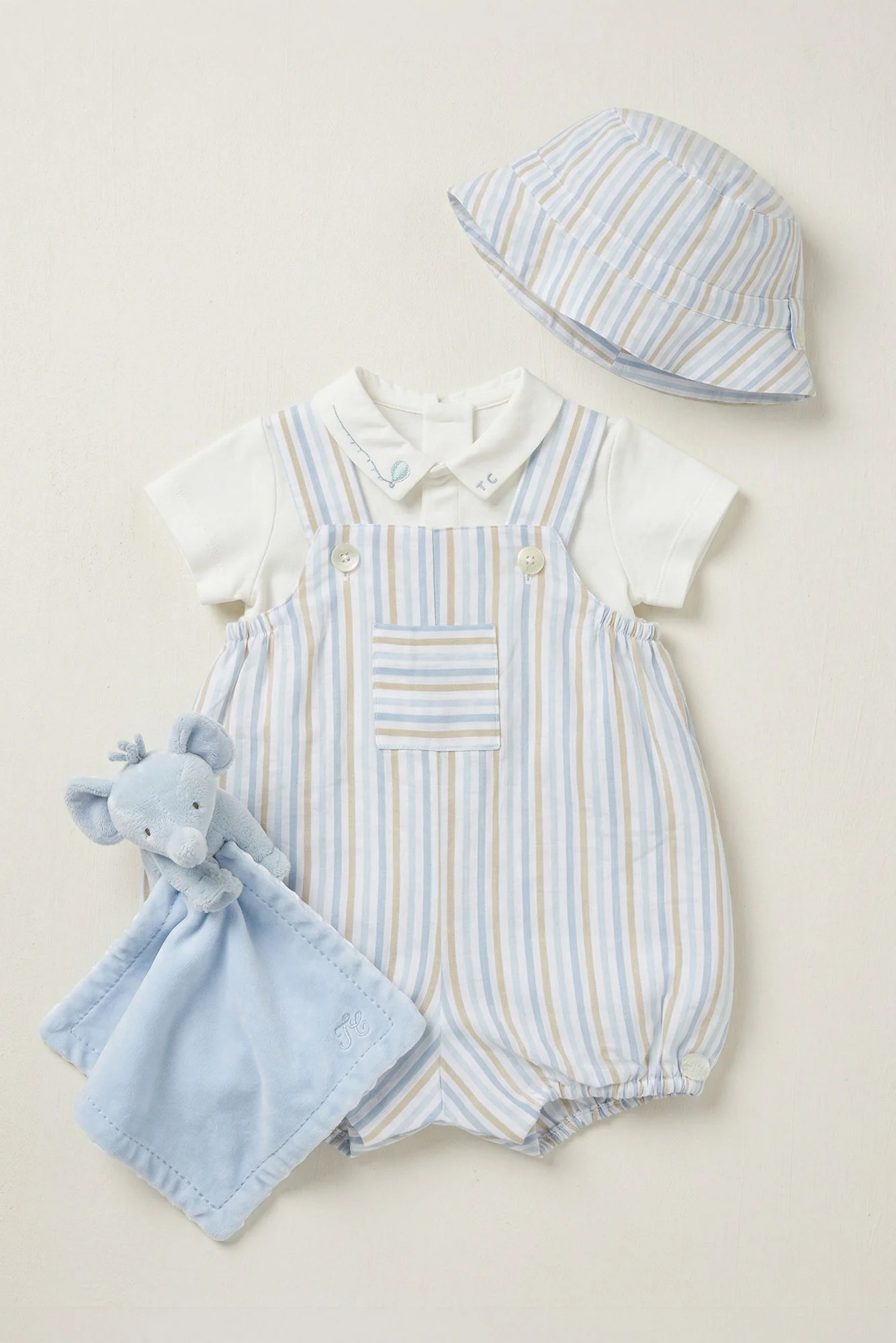 Salopette - Bleu coton rayures