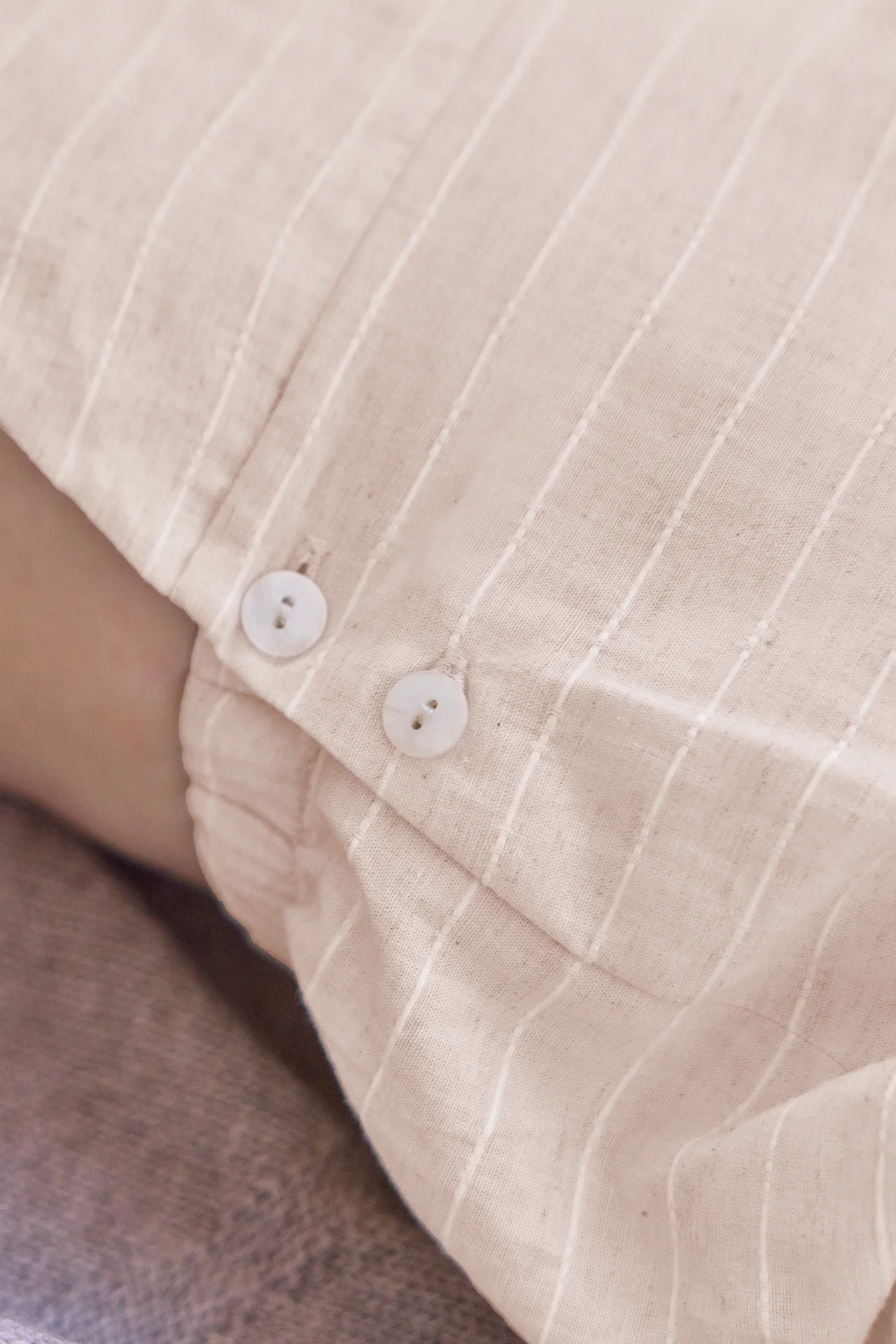 Salopette - Beige coton rayures - Image 4