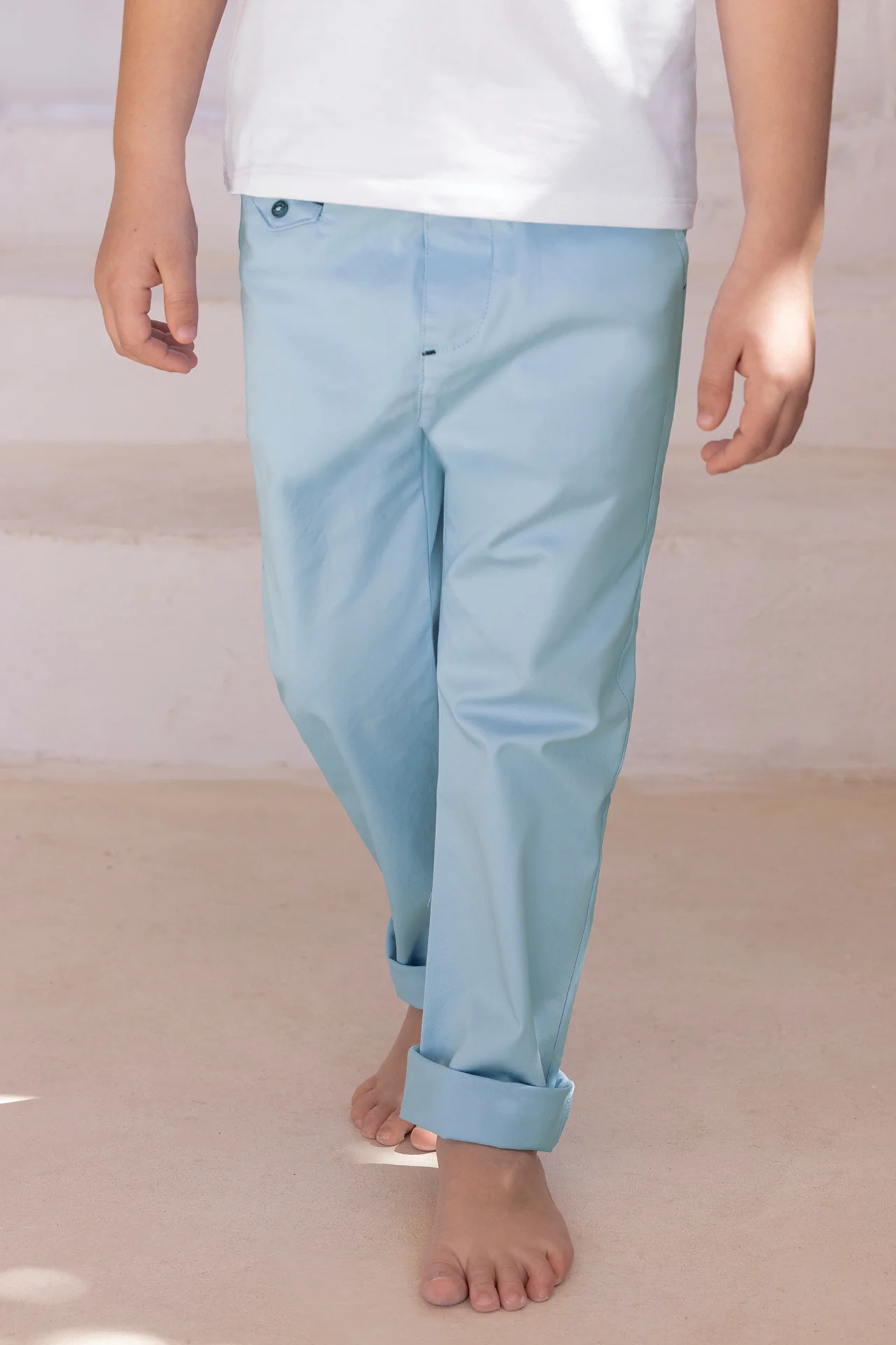 Pantalon - Bleu nuage coton cérémonie - Image 3