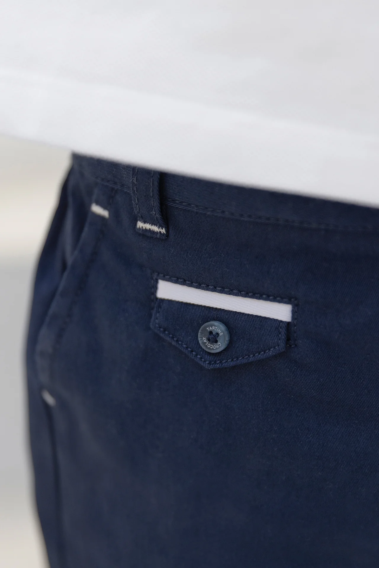 Pantalon - Marine coton cérémonie - Image 3