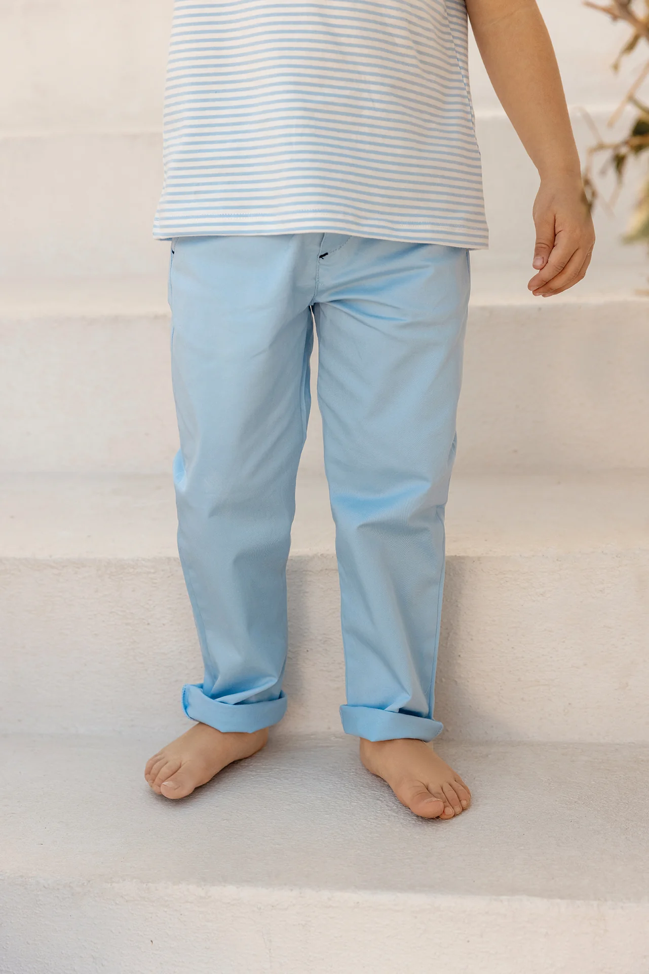 Pantalon - Bleu coton bord de mer