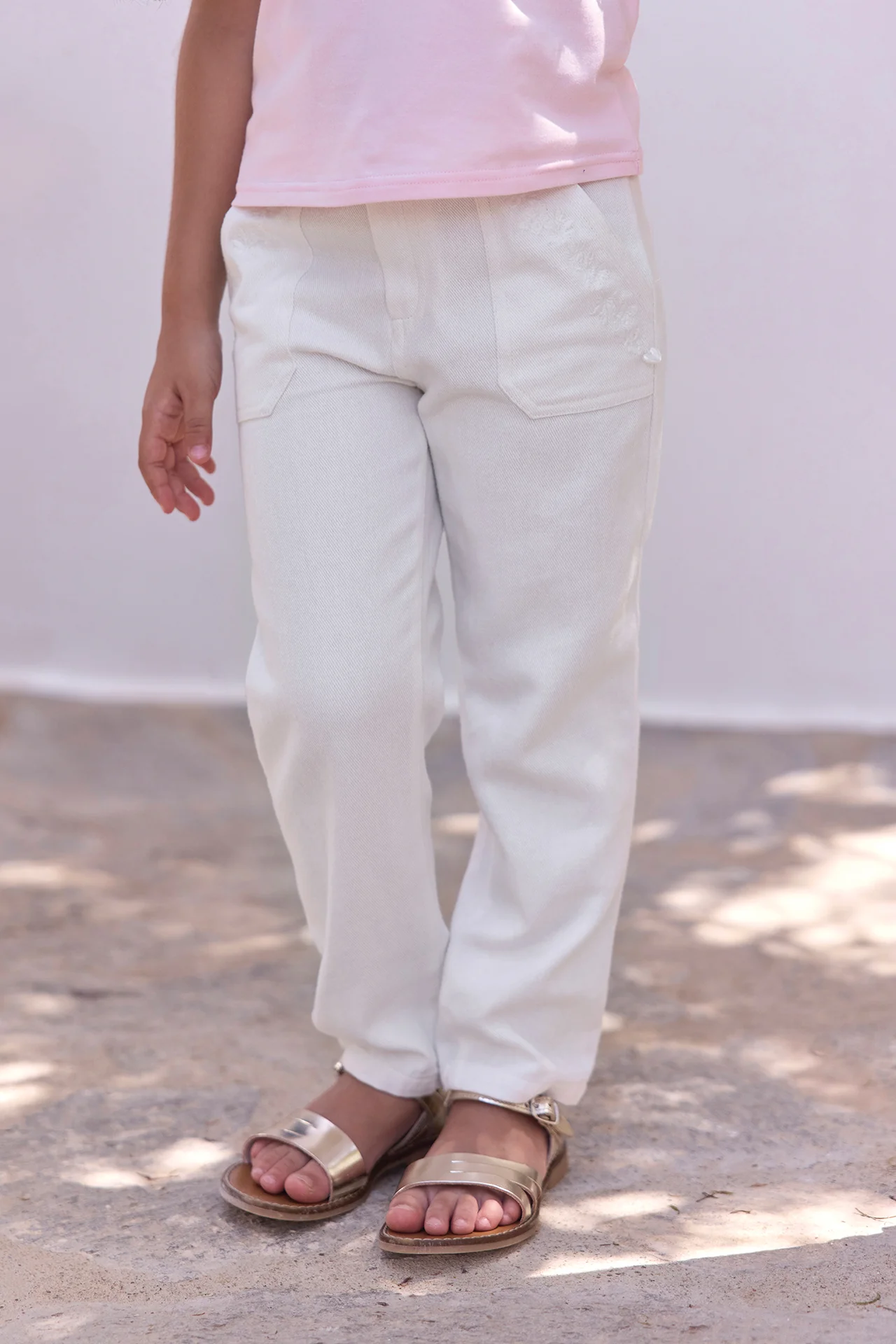 Pantalon - Blanc coton broderie