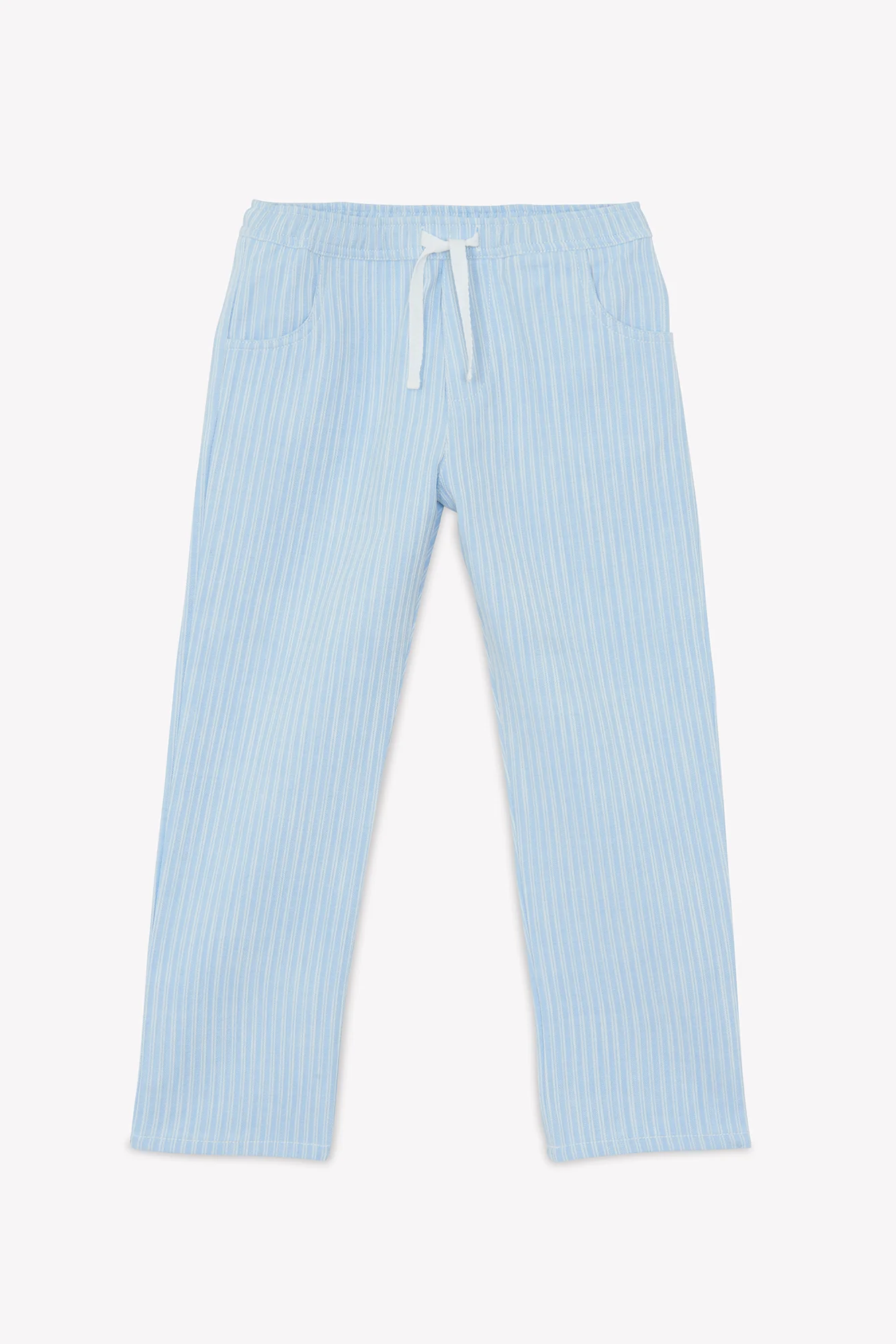 Pantalon - Bleu nuage rayures coton - Image 4