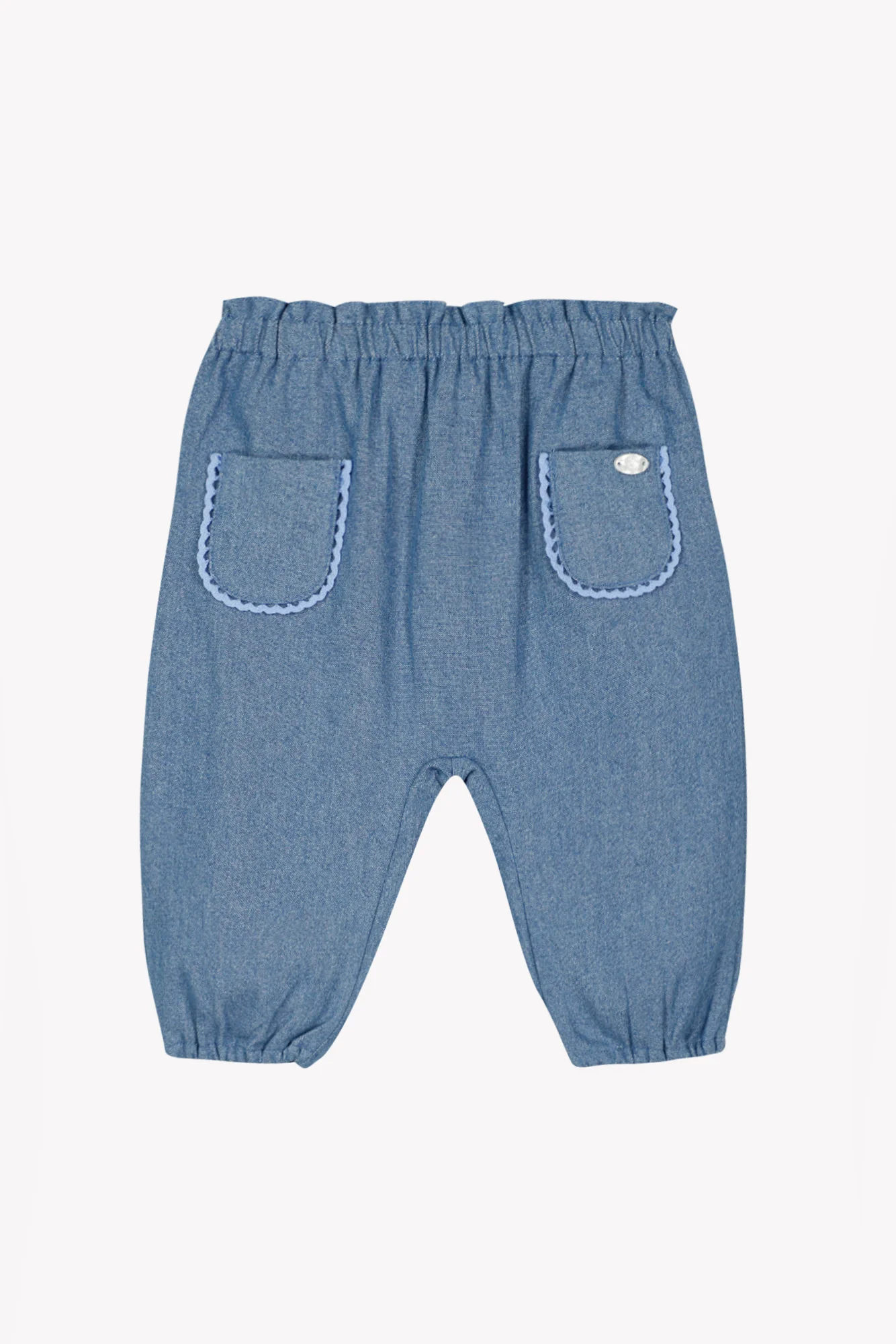 Pantalon - Indigo coton festonné - Image 5
