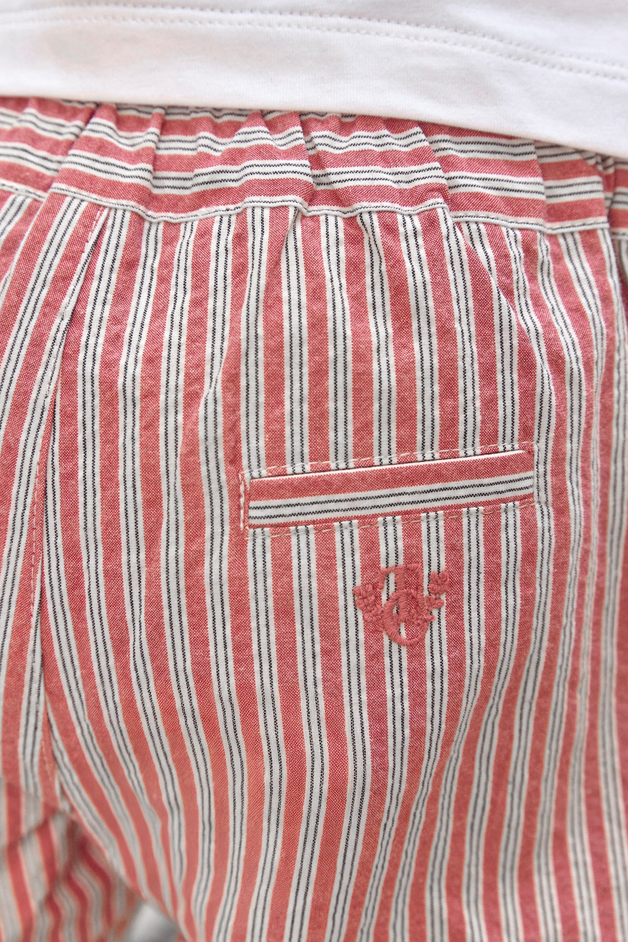 Short - Rouge coton rayures - Image 3