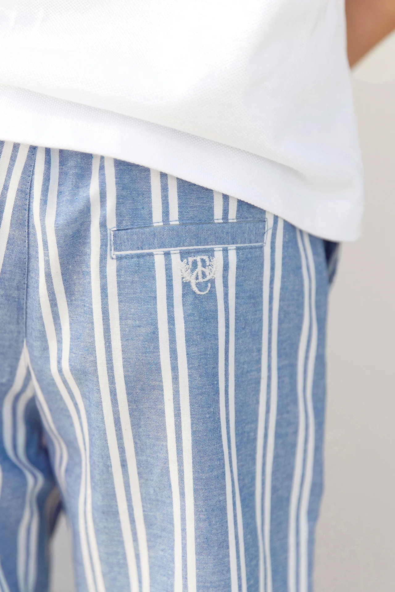 Short - Indigo rayures coton - Image 3